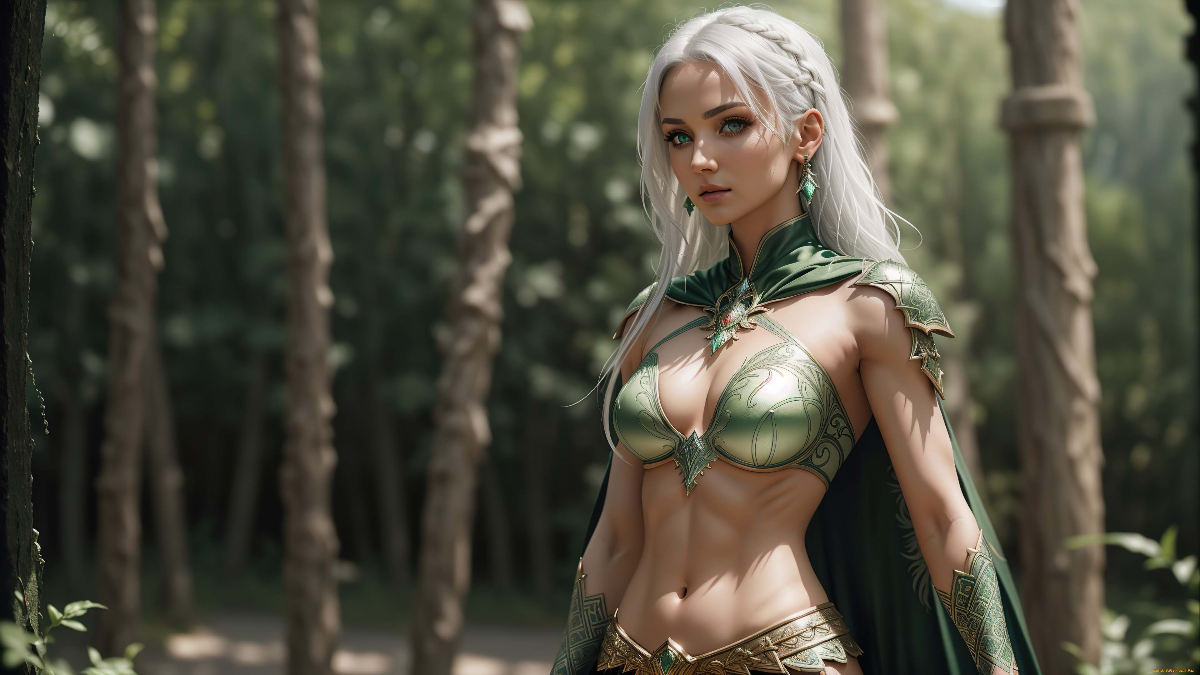 3д, 3д, графика, фантазия, , fantasy, girl, nature, art, digital, white, hair