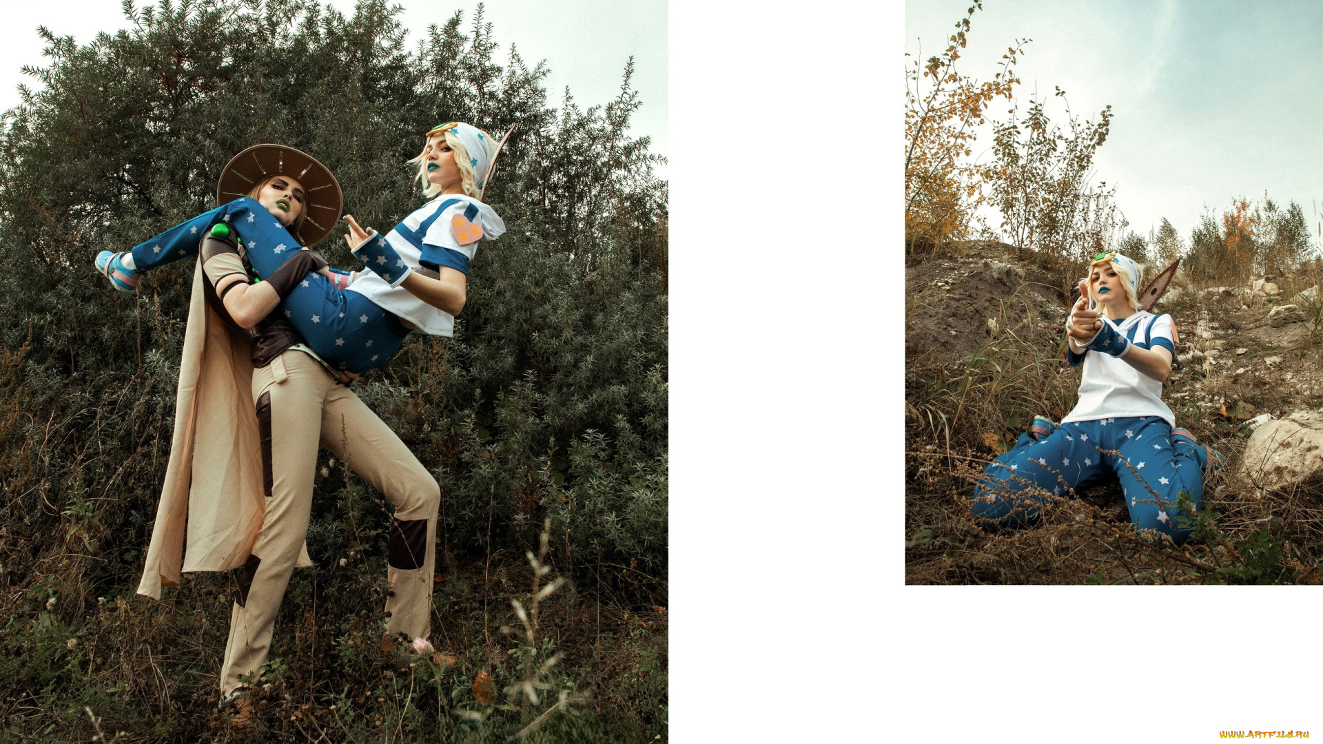 девушки, tenletters, образы, наряды, косплей, кусты, склон