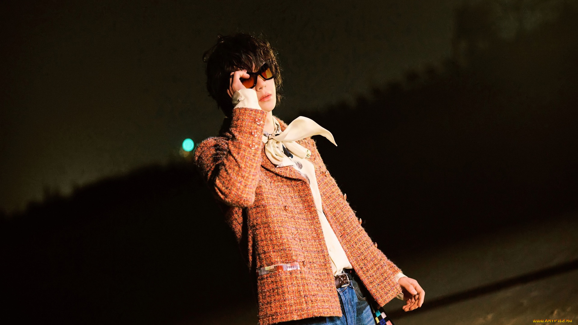 мужчины, wang, yi, bo, актер, пиджак, очки, джинсы, вечер