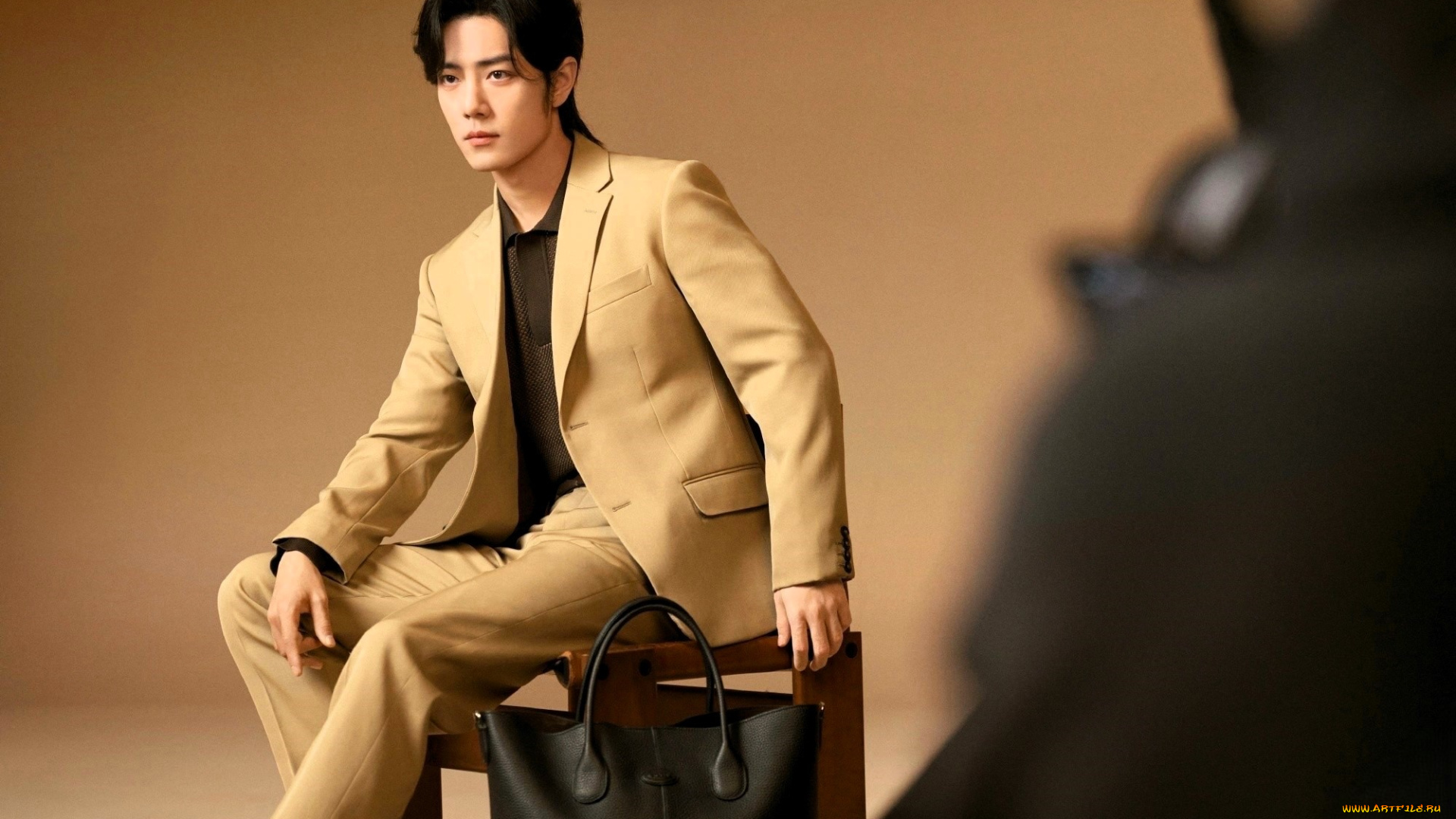 мужчины, xiao, zhan, актер, костюм, стул, сумка