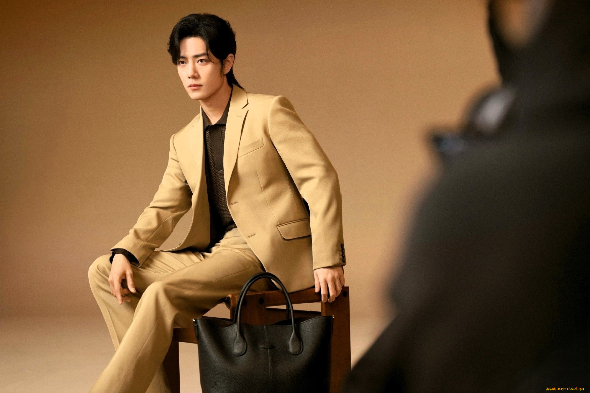 мужчины, xiao, zhan, актер, костюм, стул, сумка