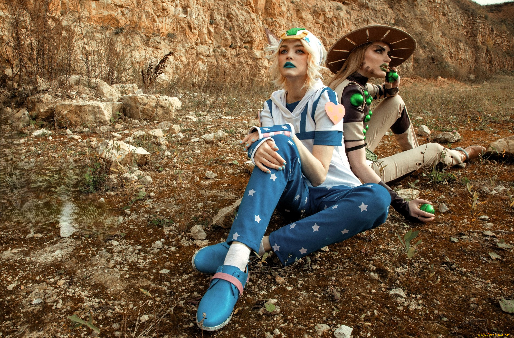 девушки, tenletters, образы, наряды, косплей, камни, скала