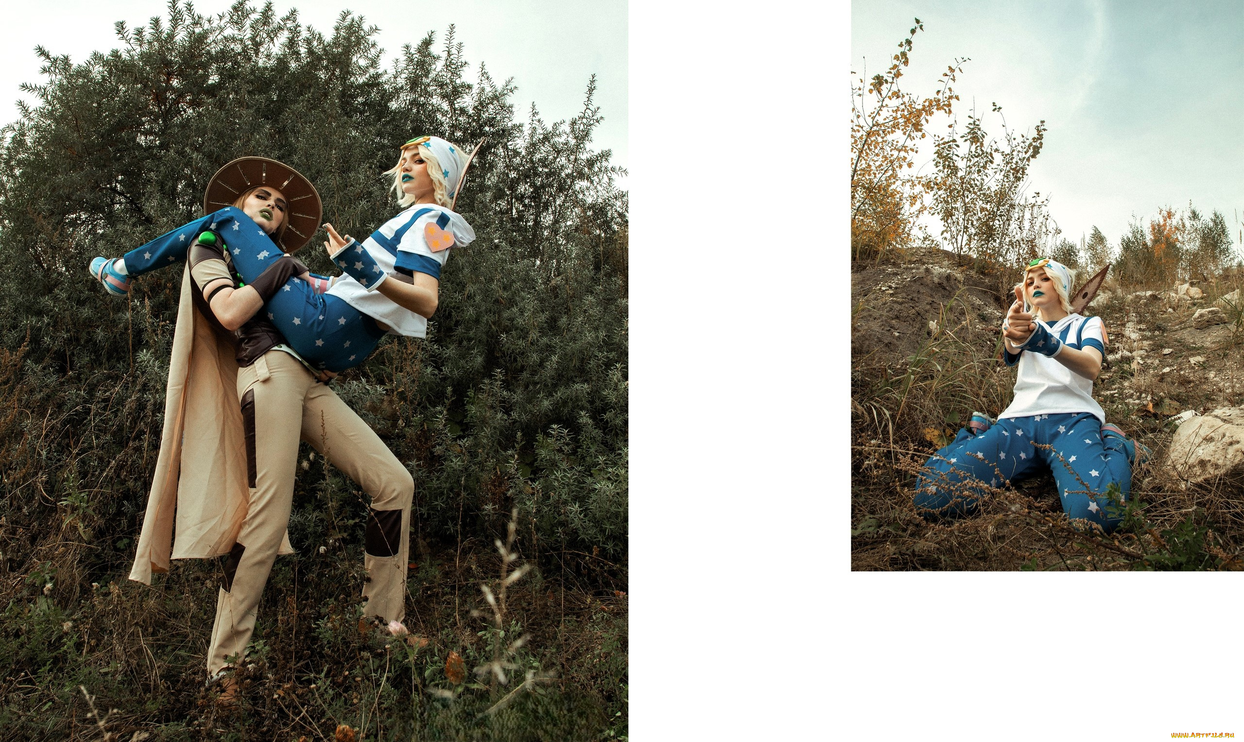 девушки, tenletters, образы, наряды, косплей, кусты, склон