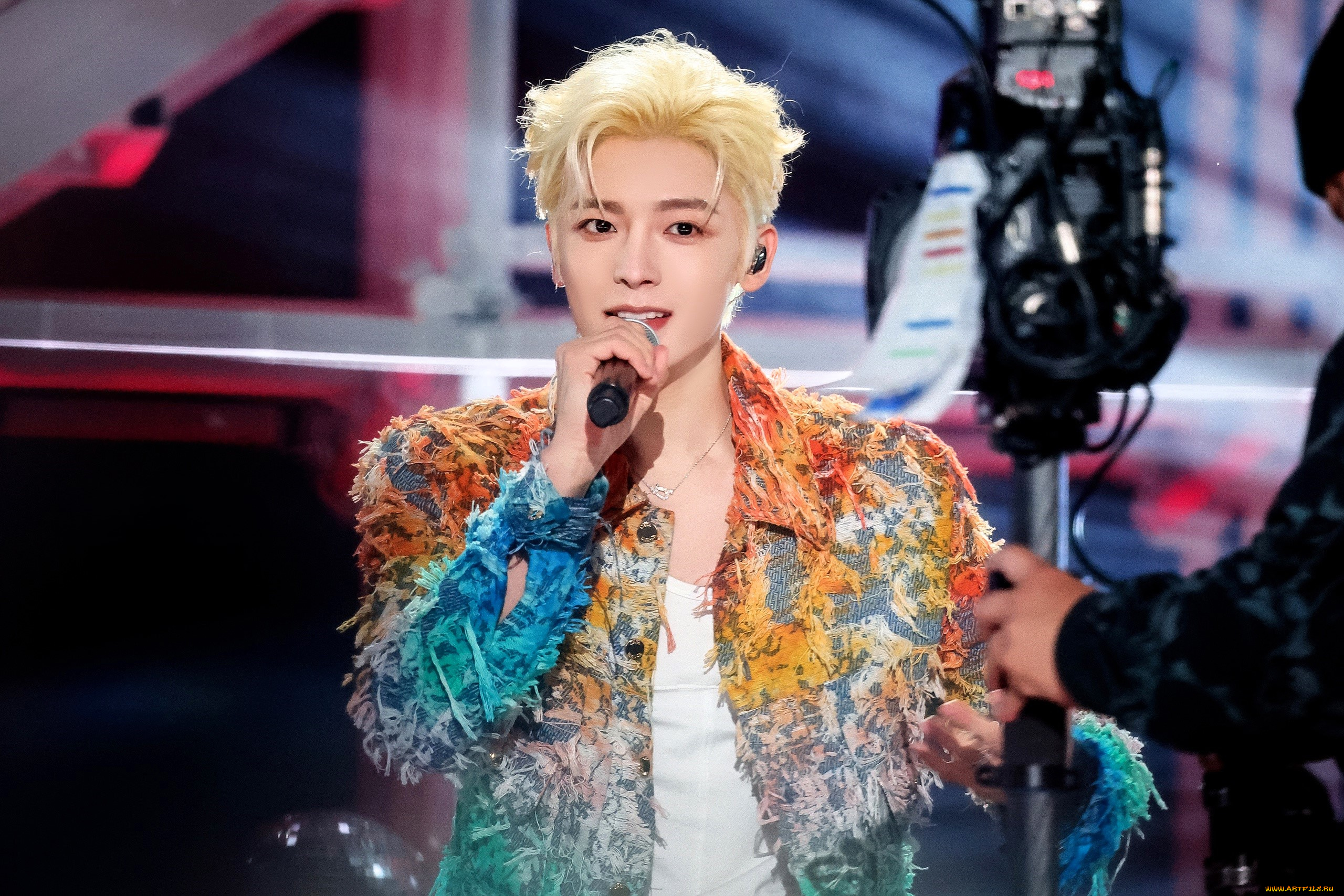 мужчины, hou, ming, hao, актер, микрофон, наряд, сцена