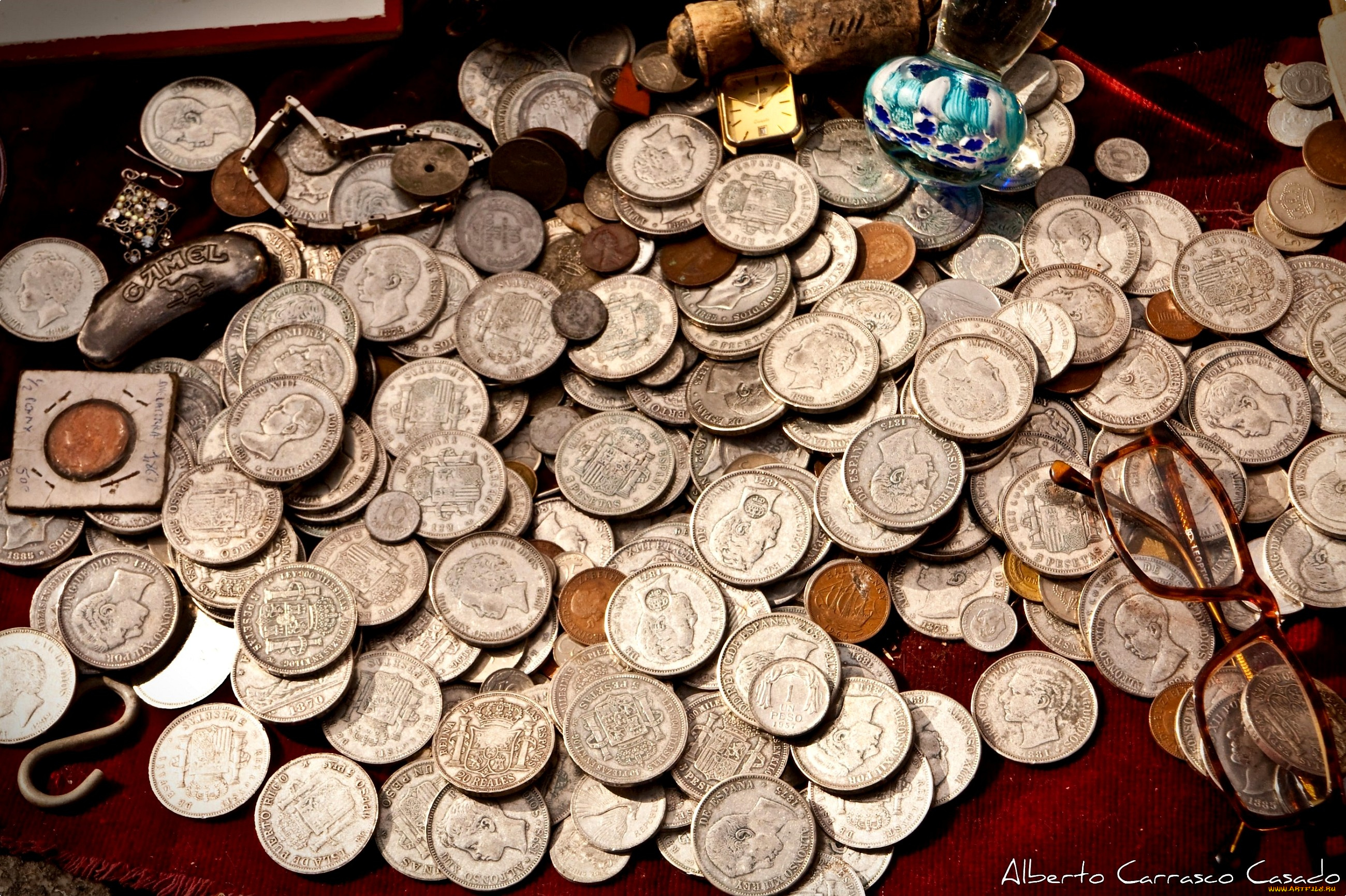 разное, золото, купюры, монеты, очки