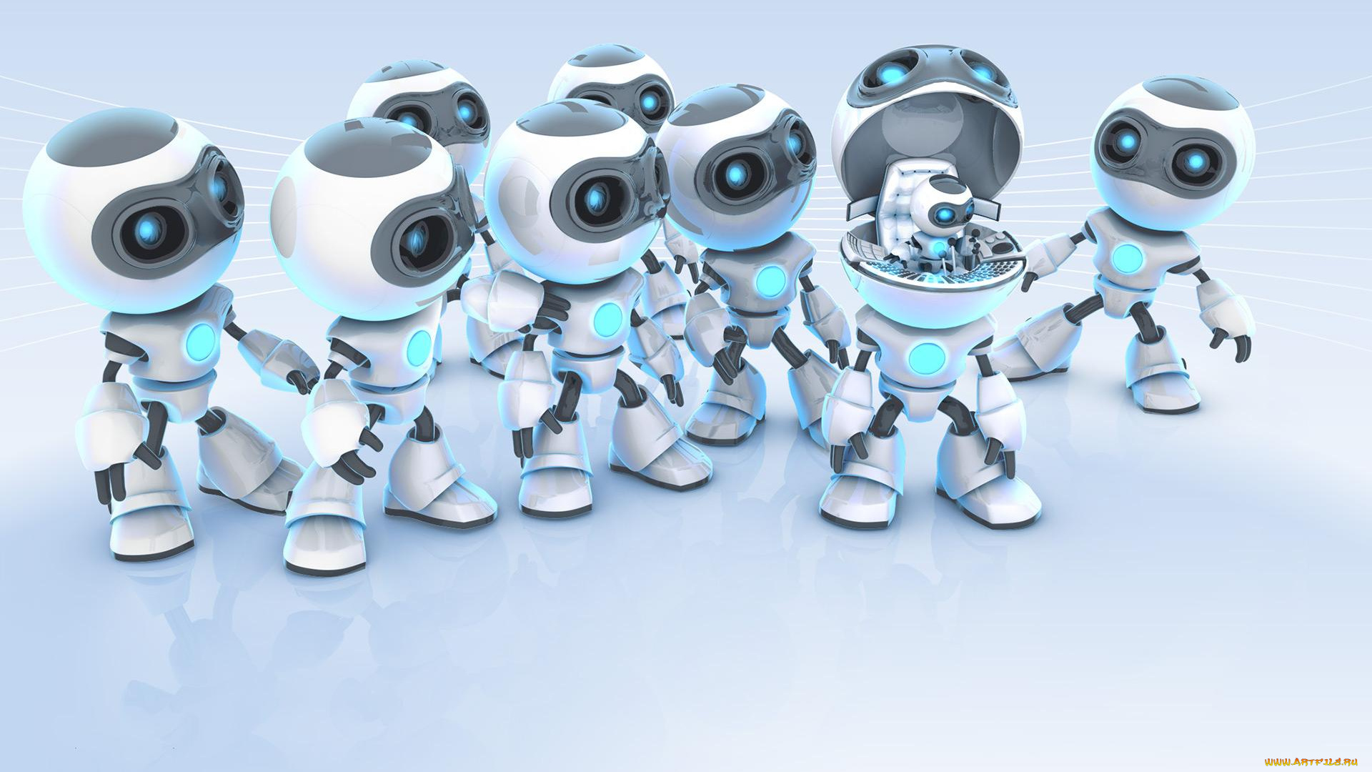 3д, графика, creatures, существа, толпа, роботы