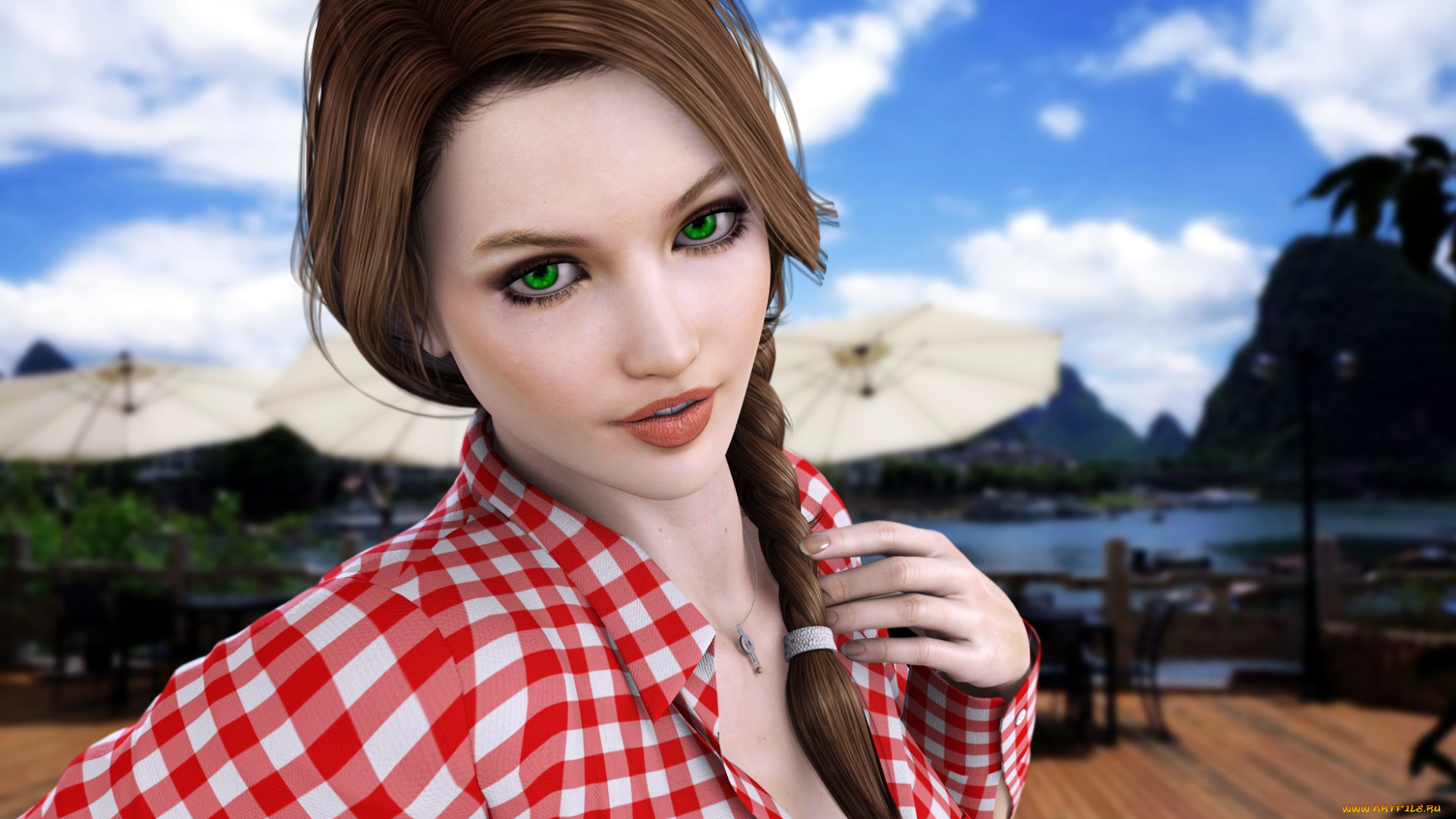 3д, графика, people, , люди, коса, взгляд, девушка