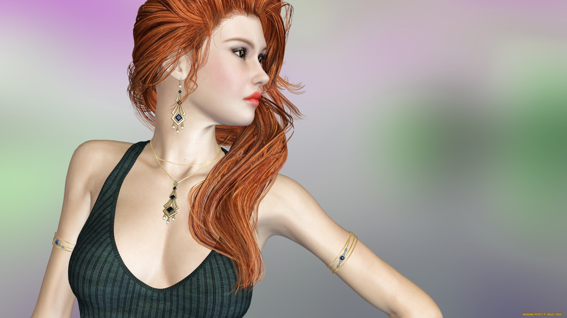 3д, графика, people, , люди, взгляд, девушка, рыжая