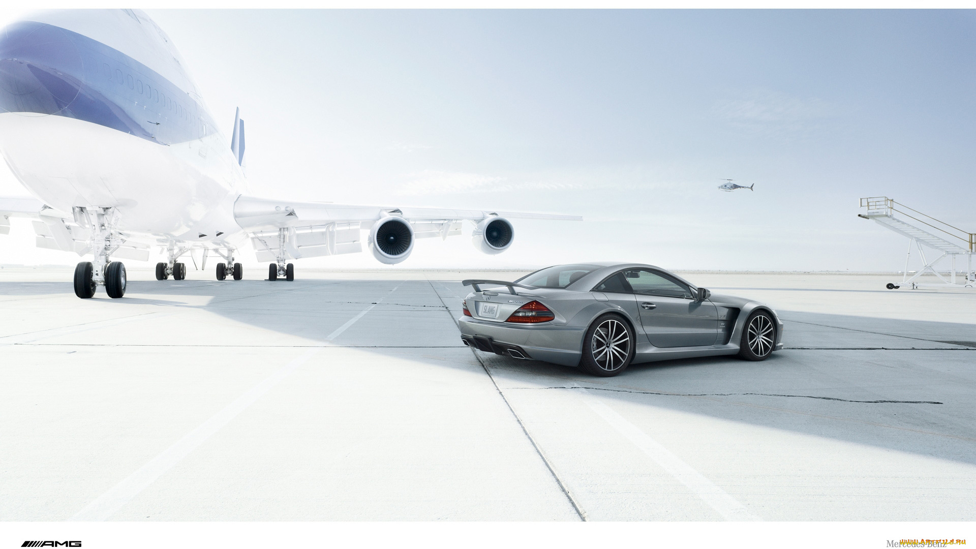 автомобили, mercedes-benz, мерседес, белый, самолёт, амг