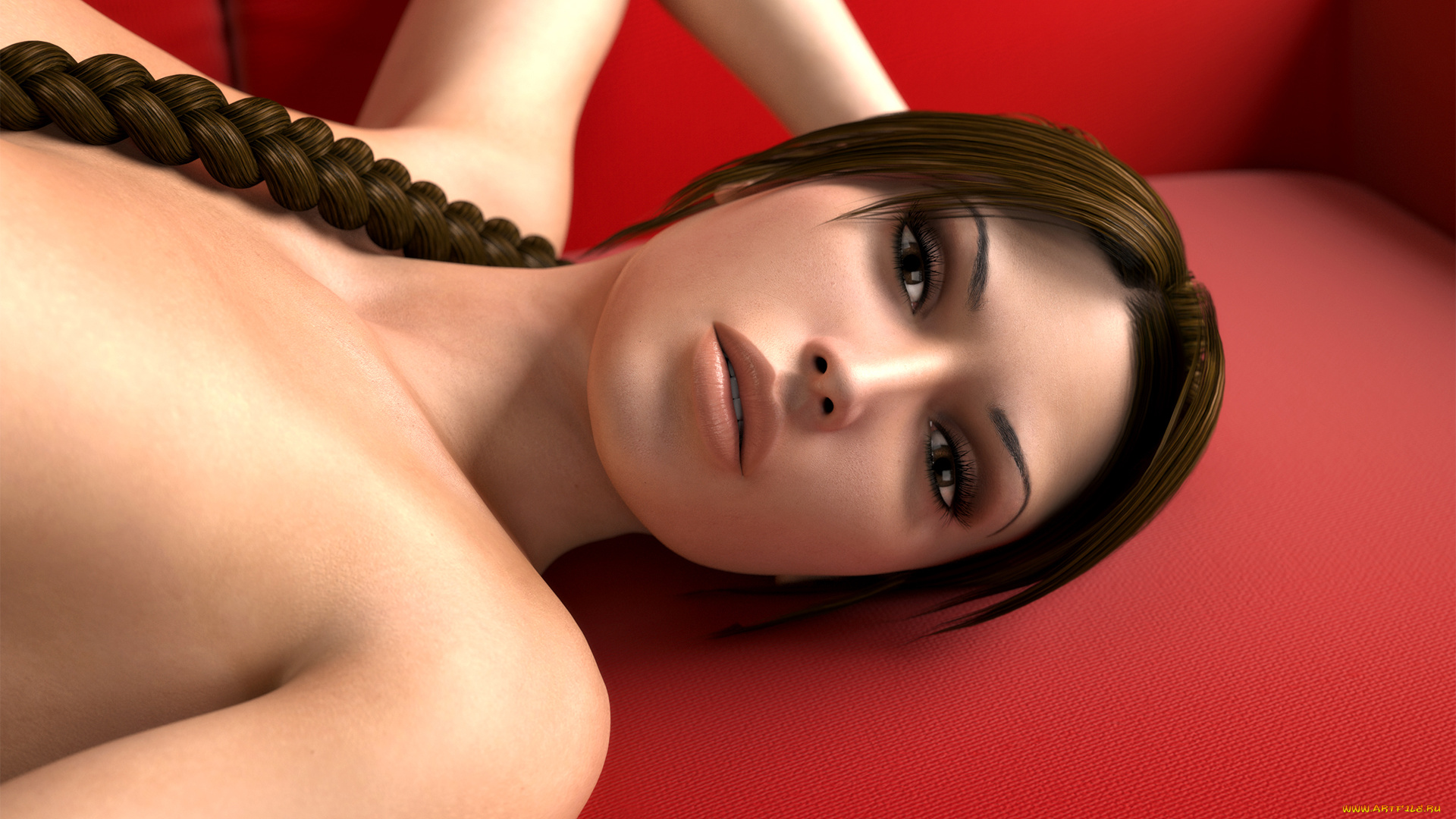 девушка, 3д, графика, people, , люди, косичка, графика