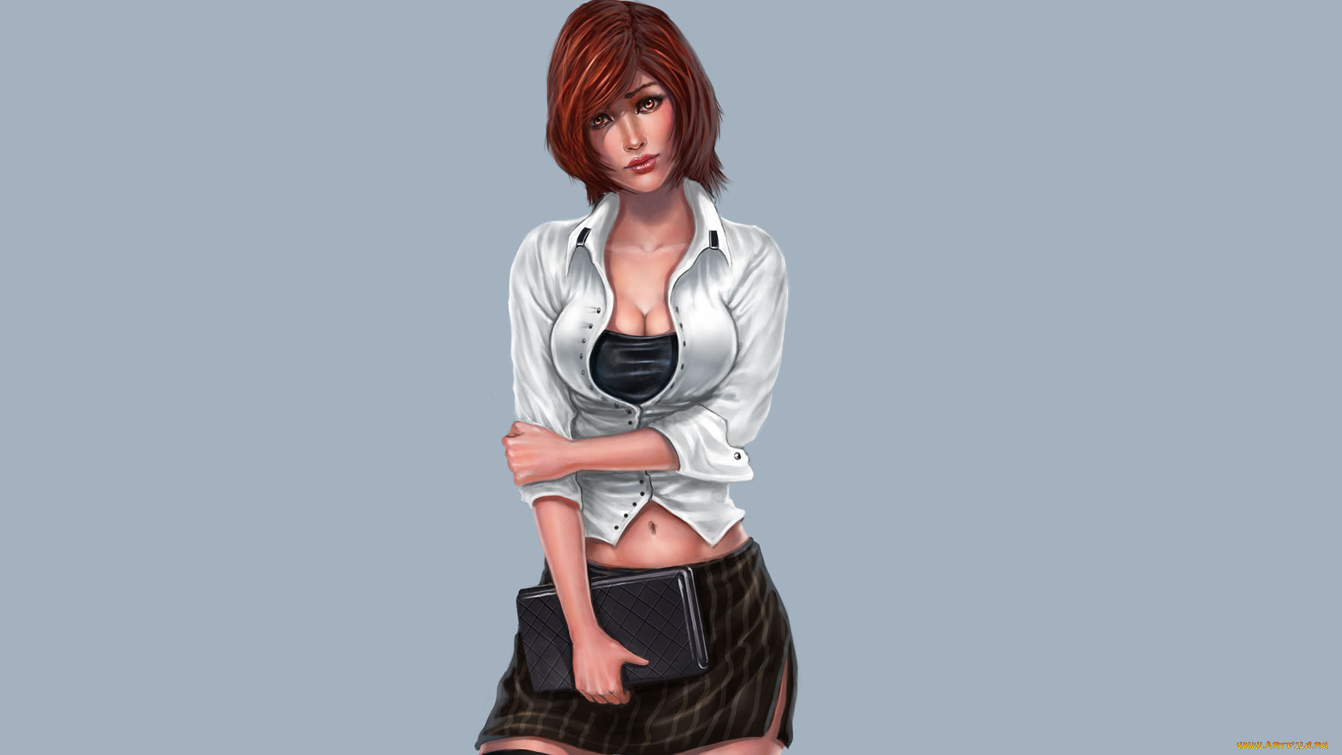 девушка, рисованные, люди, книги