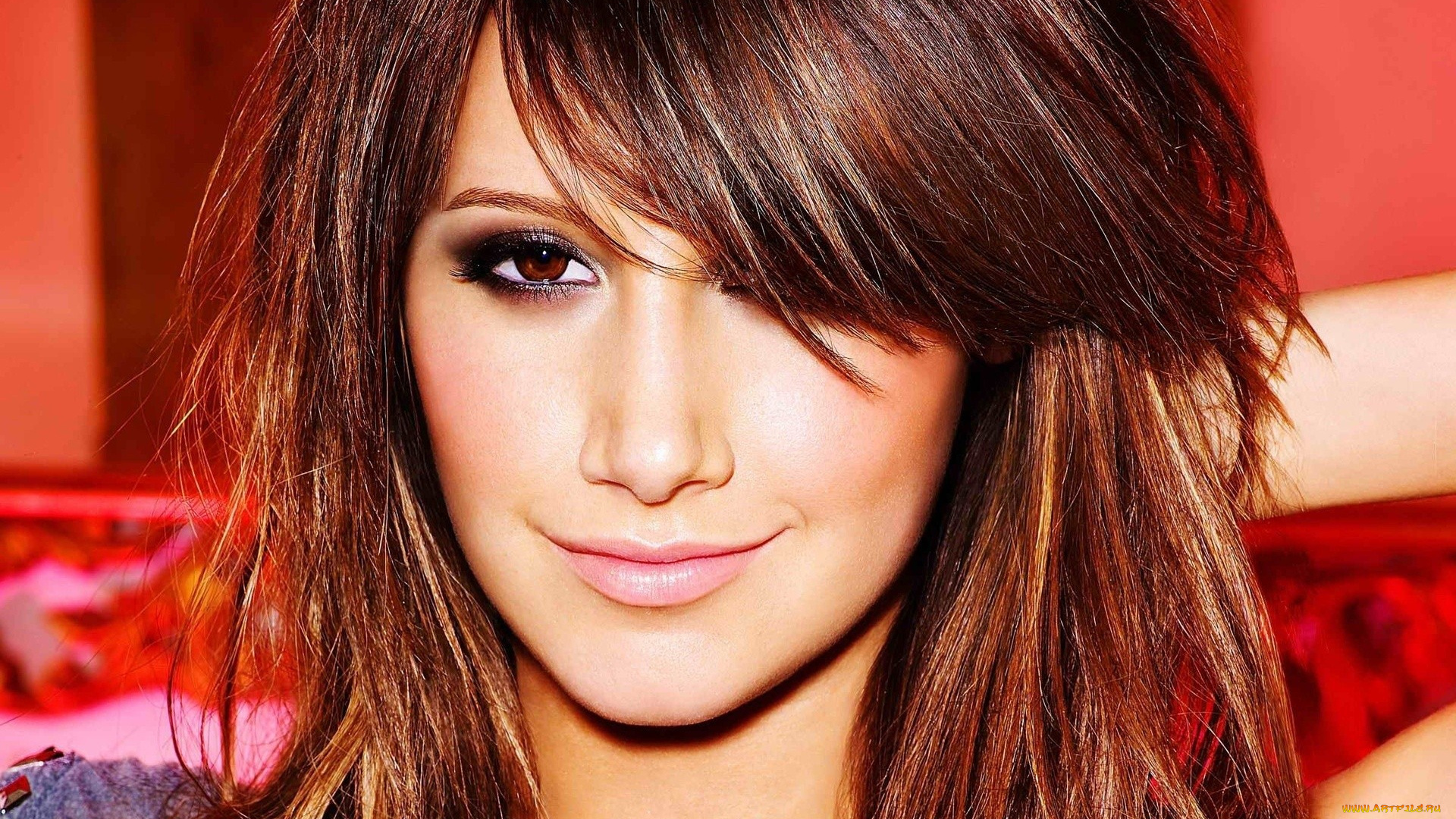 девушки, ashley, tisdale, улыбка, девушка, шатенка, лицо