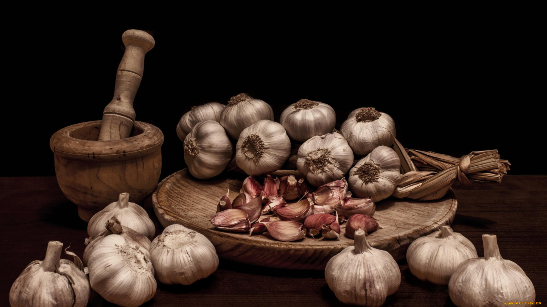 еда, Чеснок, чеснок, натюрморт, ступка, пестик