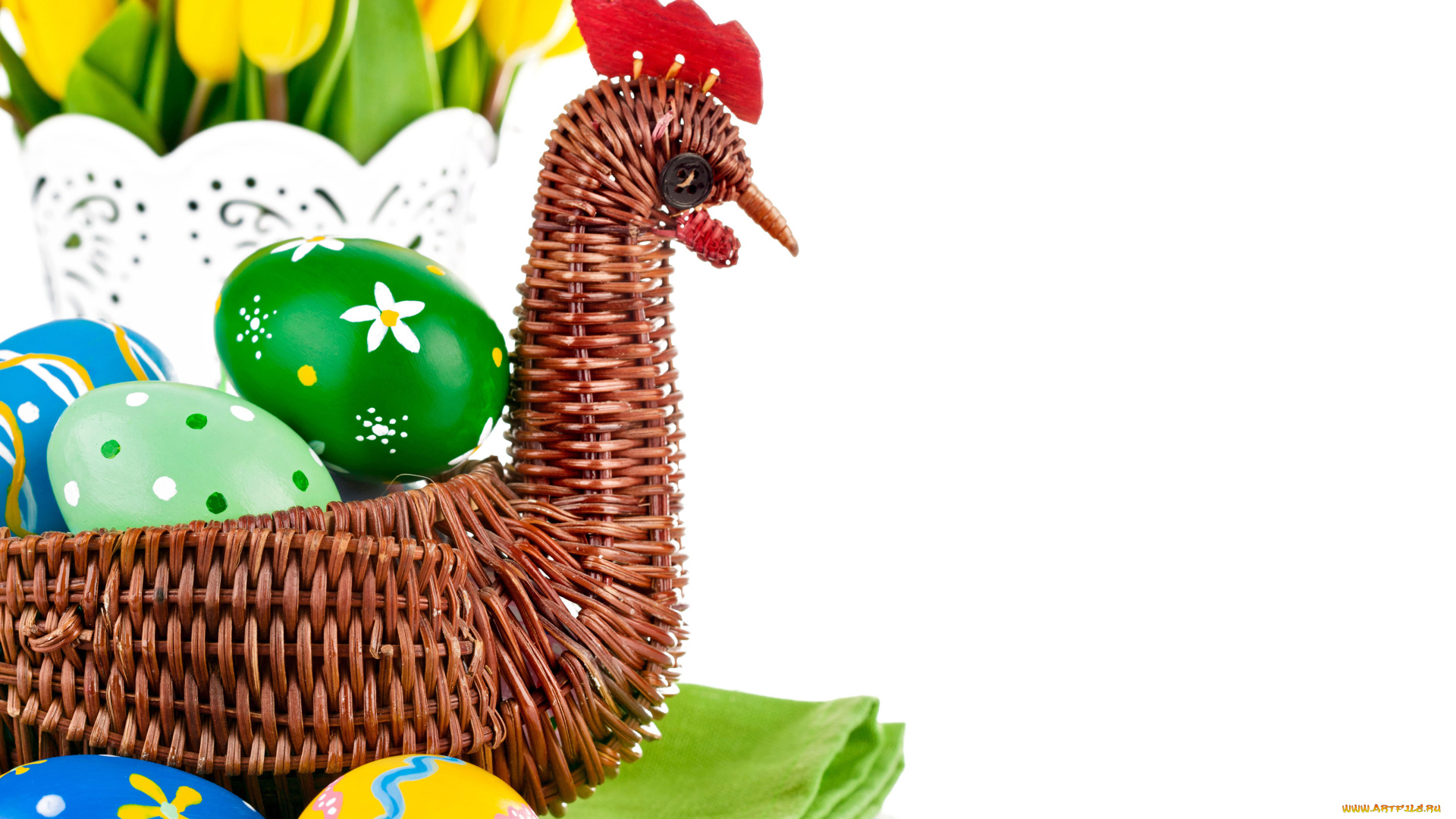 праздничные, пасха, писанки, тюльпаны, салфетка