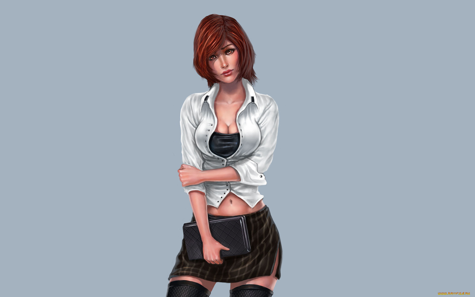 девушка, рисованные, люди, книги