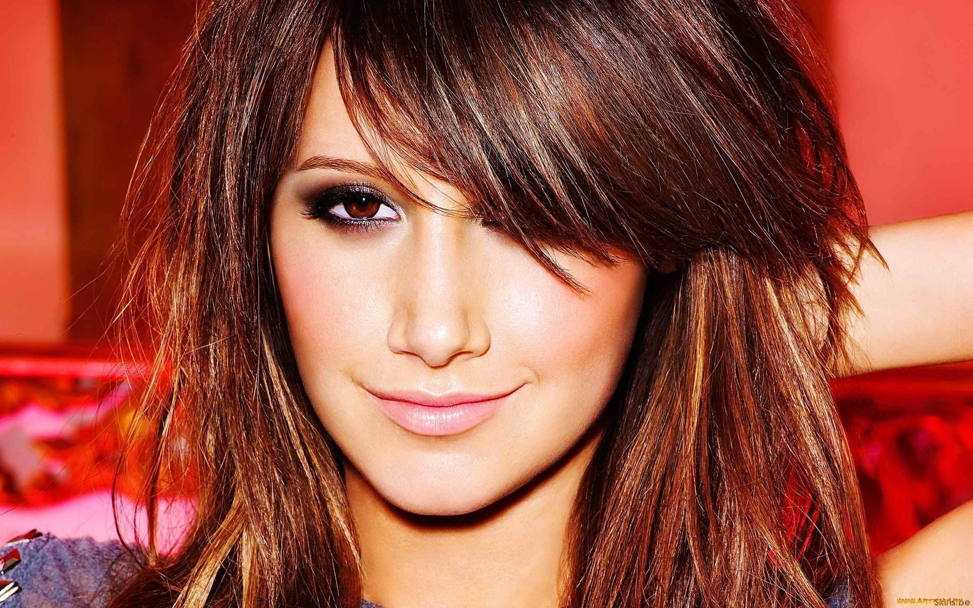 девушки, ashley, tisdale, улыбка, девушка, шатенка, лицо