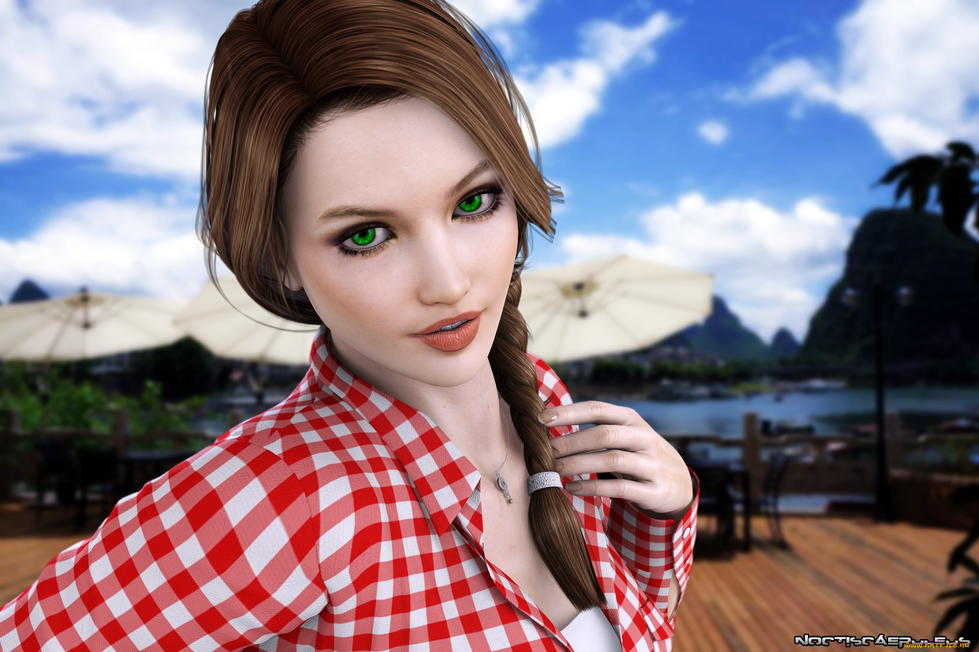 3д, графика, people, , люди, коса, взгляд, девушка