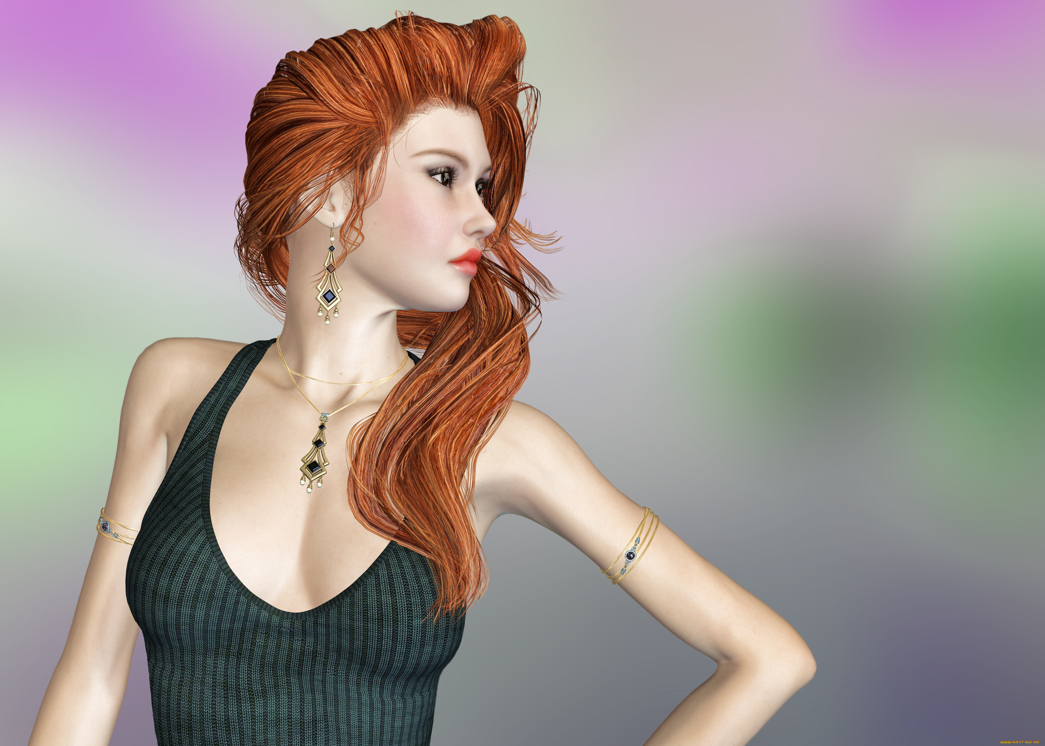3д, графика, people, , люди, взгляд, девушка, рыжая