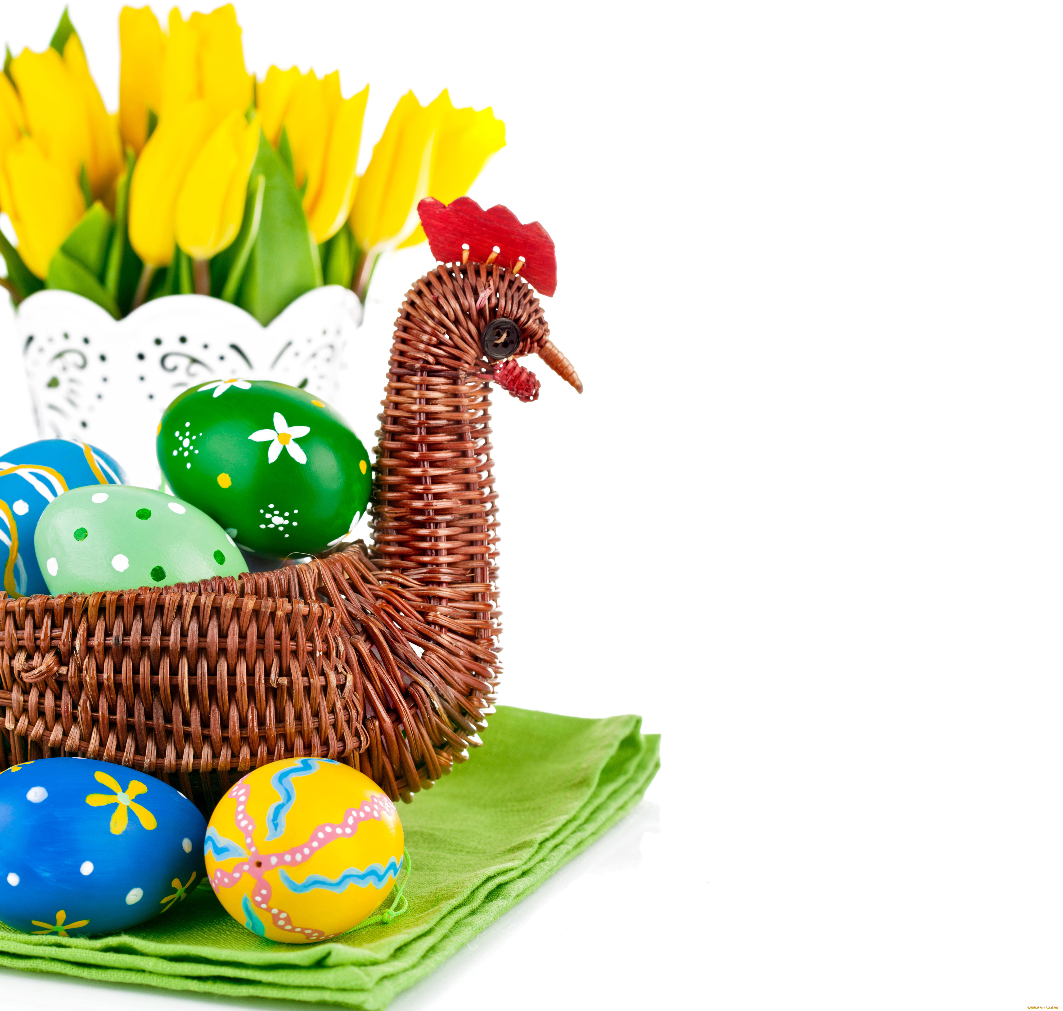 праздничные, пасха, писанки, тюльпаны, салфетка