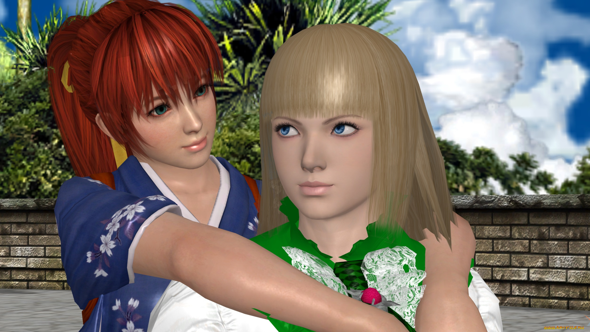 3д, графика, аниме, , anime, взгляд, девушки, фон