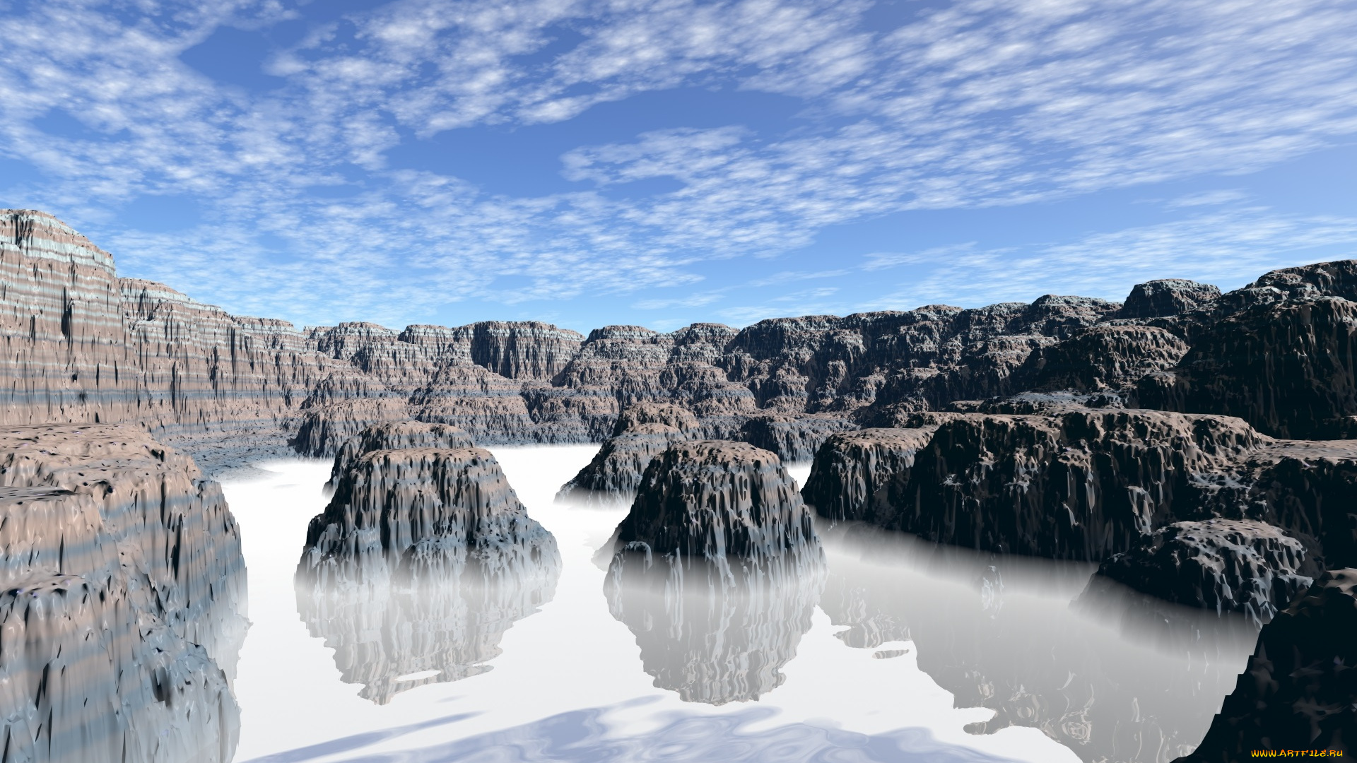 3д, графика, природа, , nature, небо, вершины, озеро