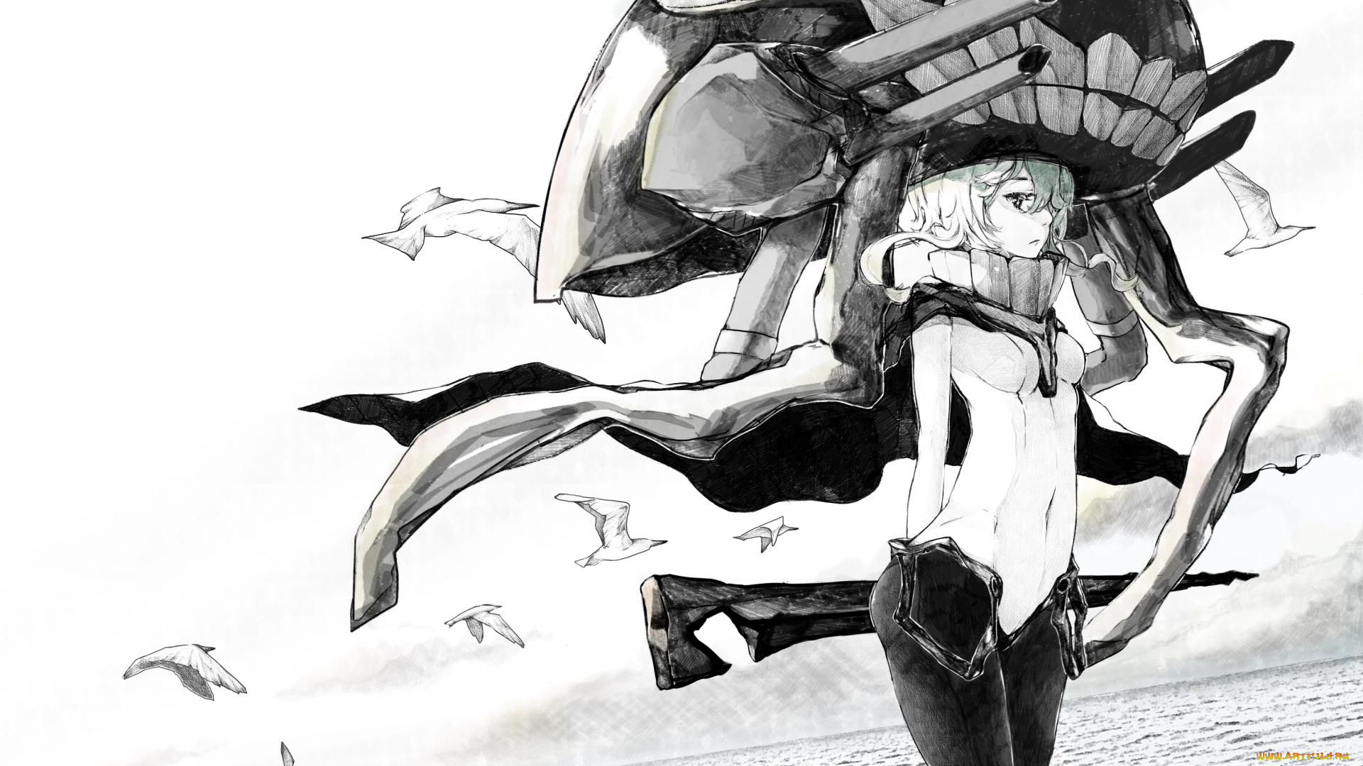 аниме, kantai, collection, luminous, darkness, nello, девушка, арт, wo-class, aircraft, carrier, kantai, collection