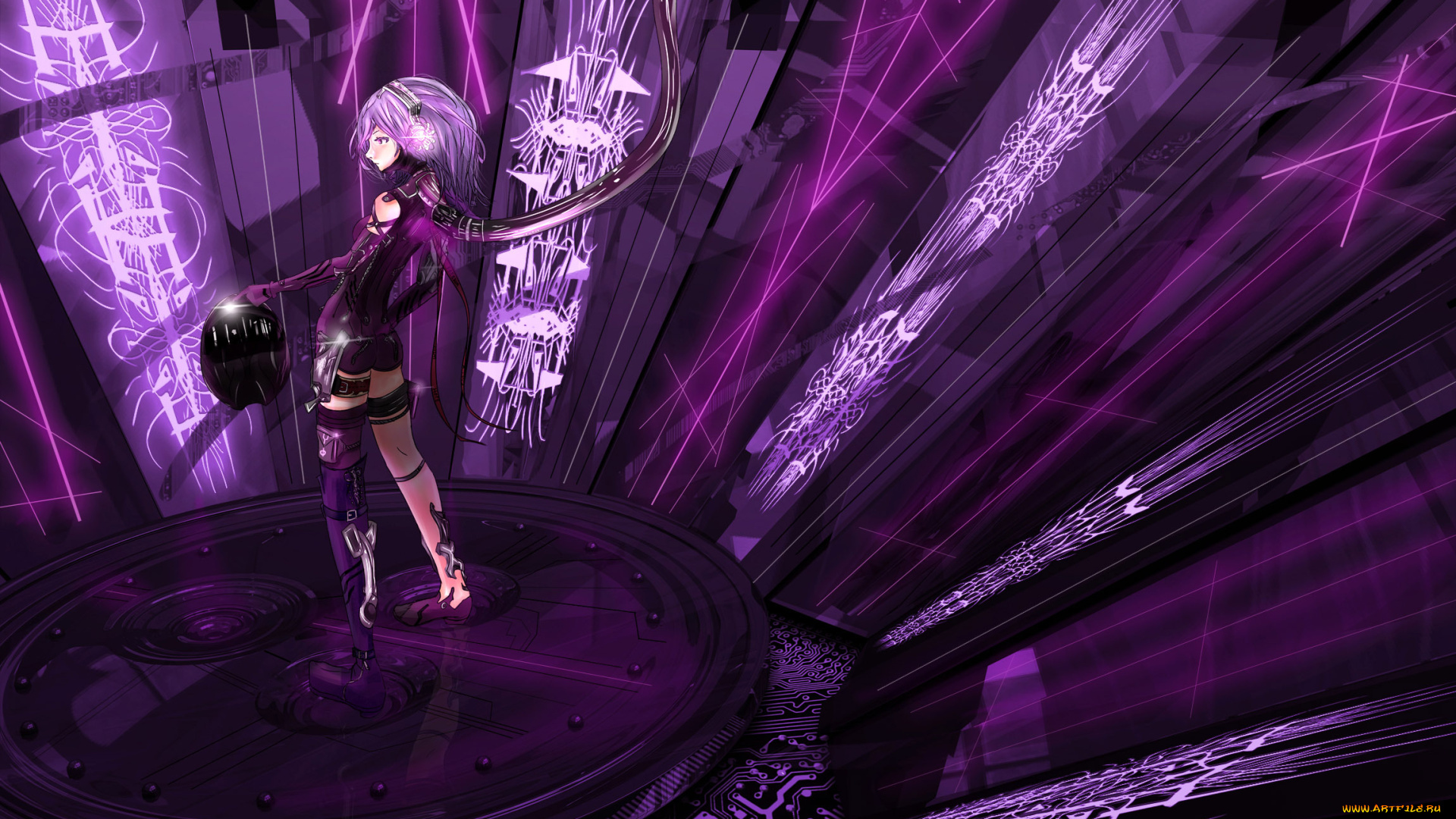 аниме, оружие, , техника, , технологии, провода, наушики, девушка, yeyo, graphics, арт