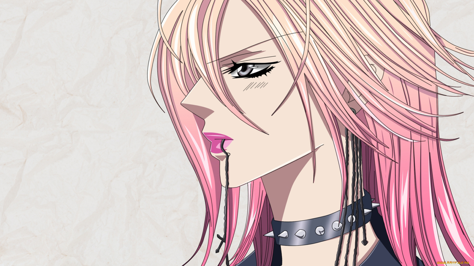 аниме, skip, beat, крест, девушка, mogami, kyoko, skip, beat, розовые, волосы, шипы