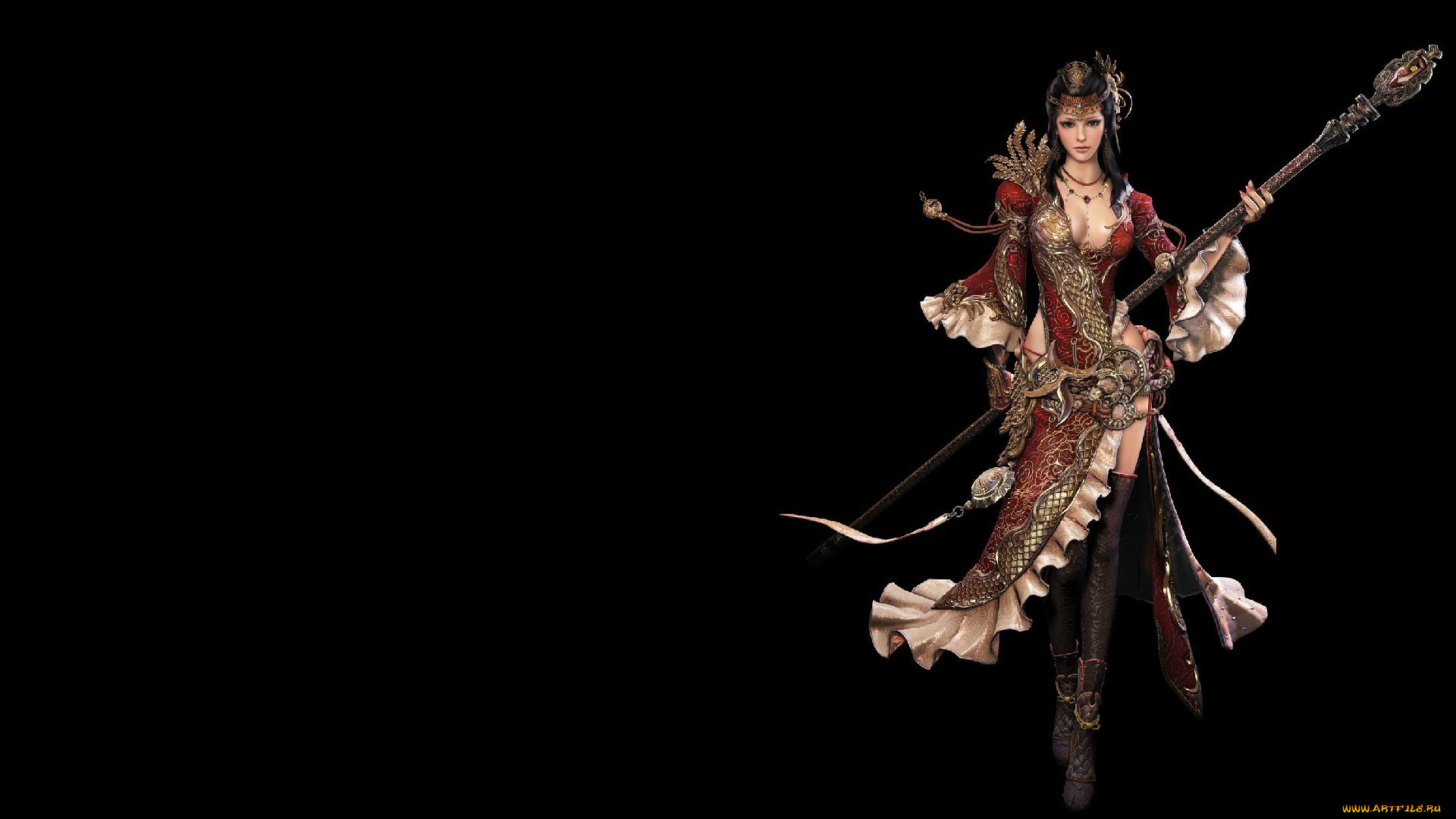 фэнтези, девушки, арт, посох, маг, девушка, фентези