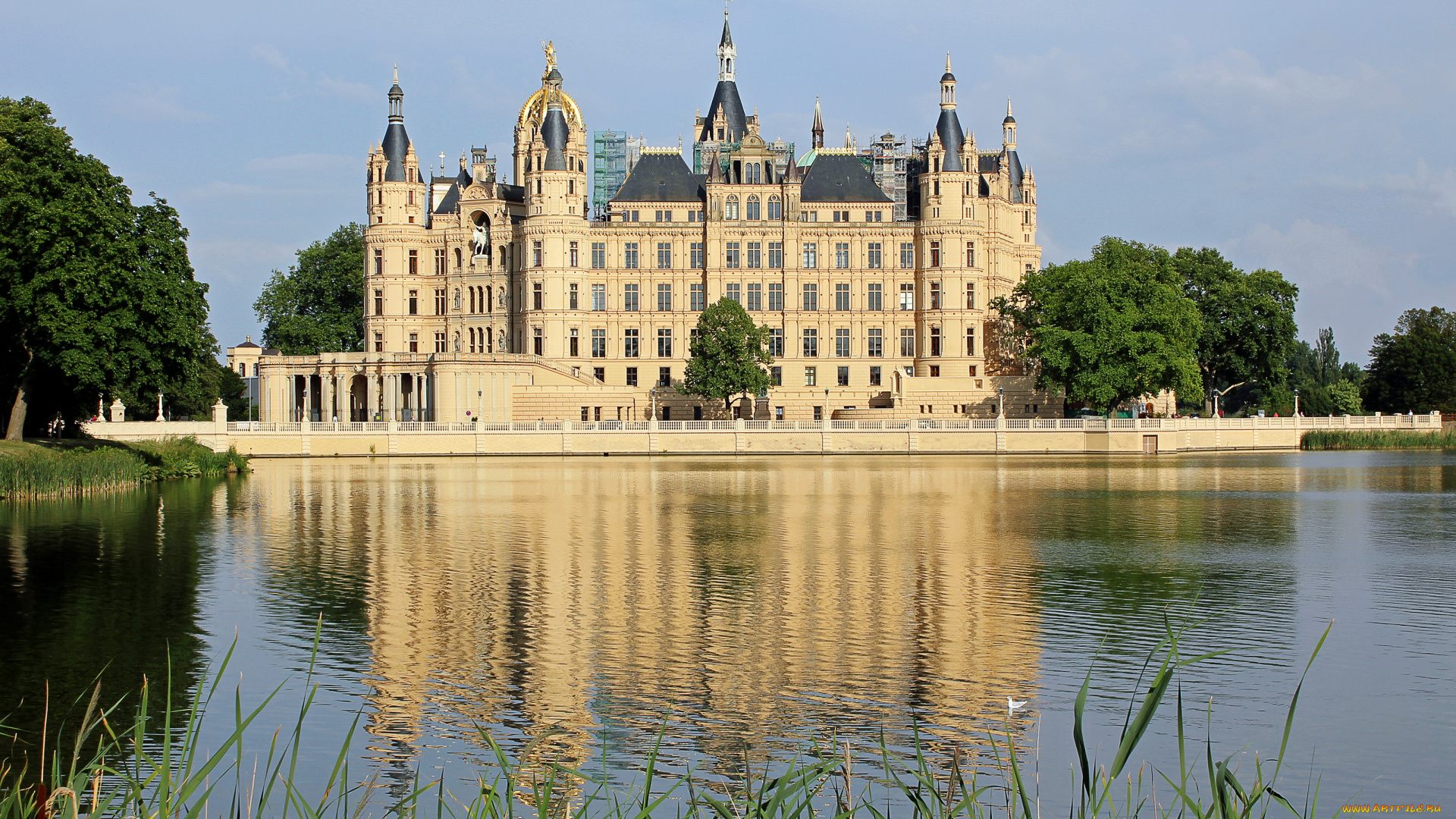 германия, замок, , шверин, города, замок, шверин, , германия, шверин, река, замок