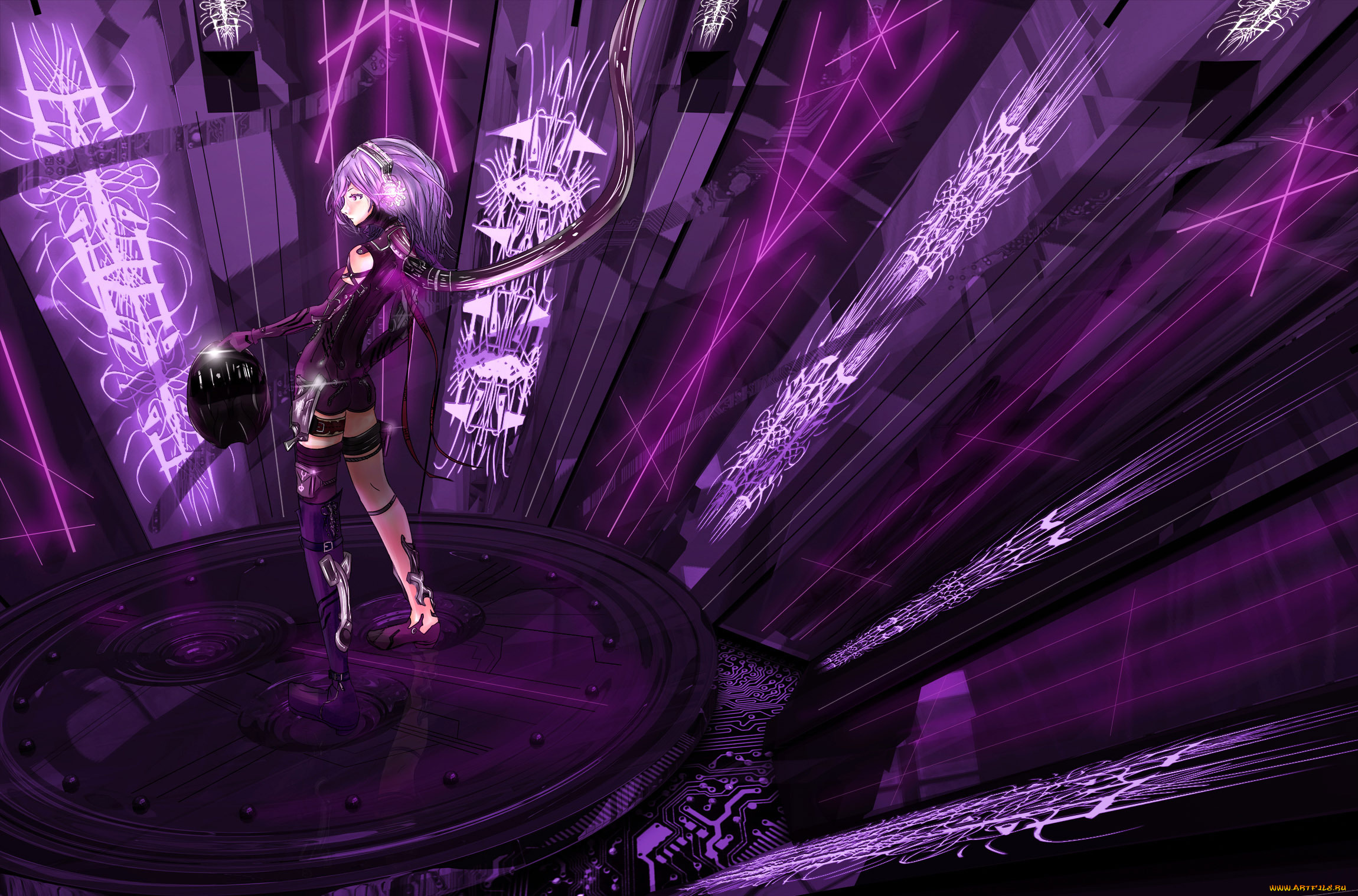 аниме, оружие, , техника, , технологии, провода, наушики, девушка, yeyo, graphics, арт