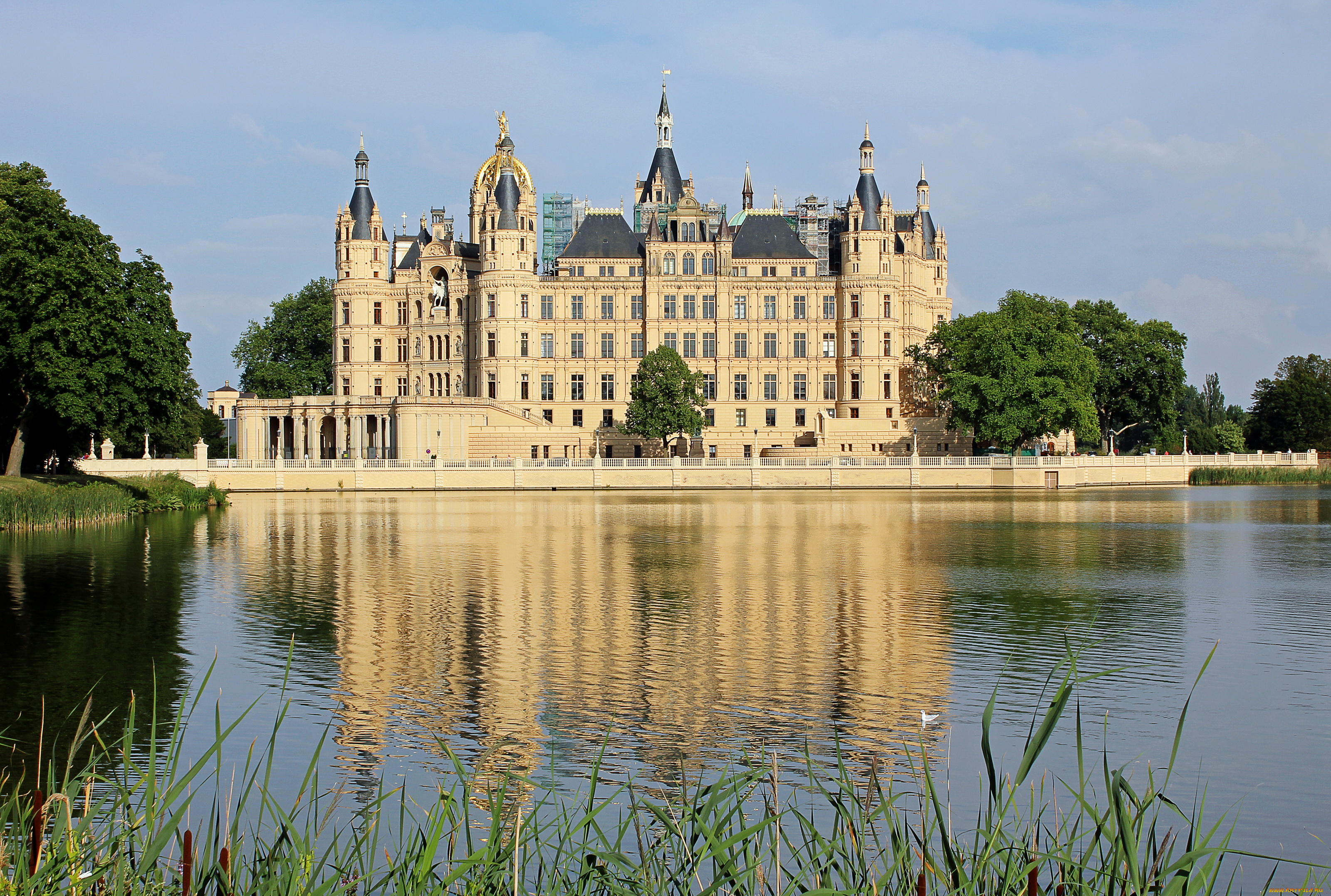 германия, замок, , шверин, города, замок, шверин, , германия, шверин, река, замок