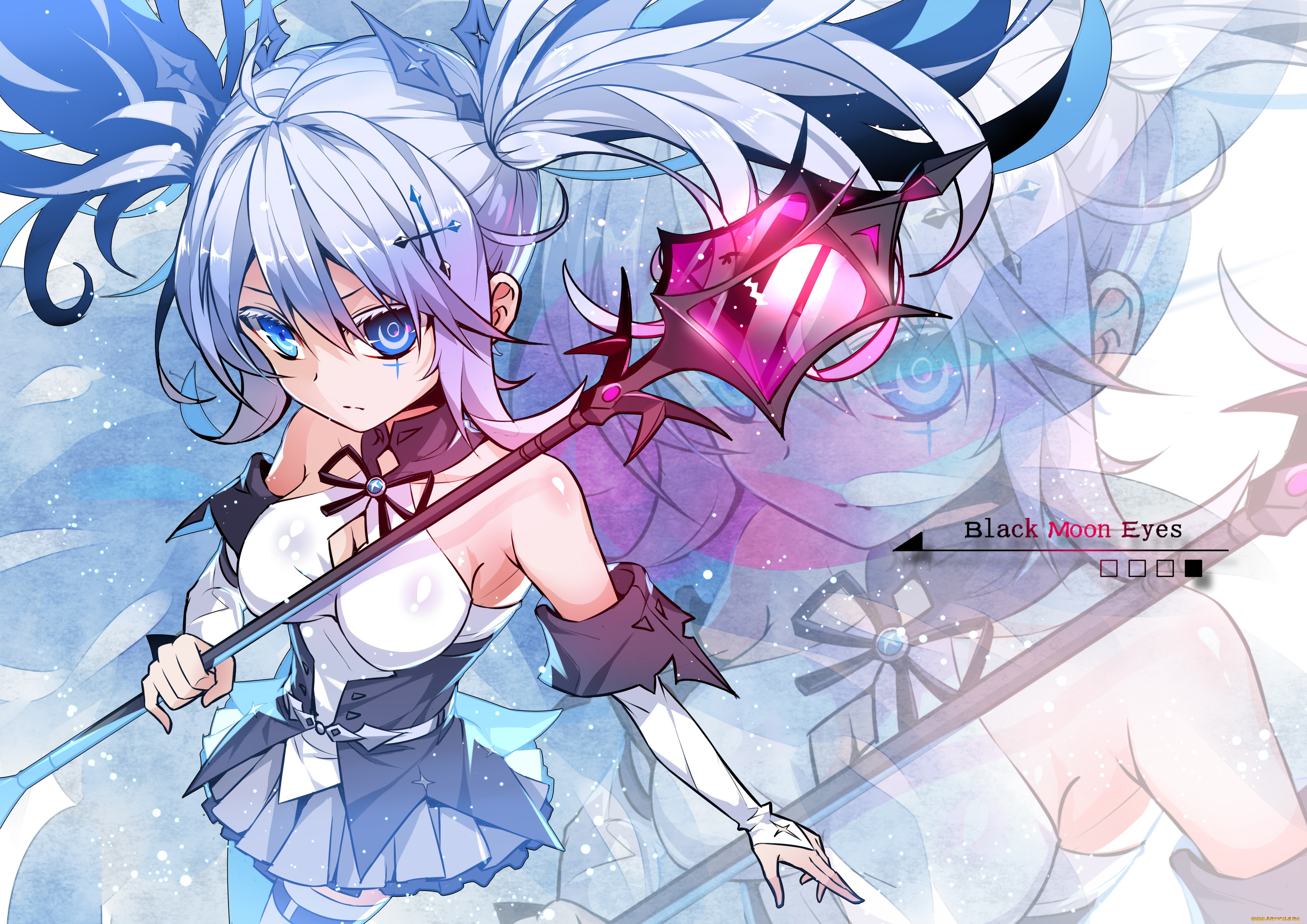 аниме, оружие, , техника, , технологии, девушка, арт, go-sai-475789336, посох, волосы, взгляд