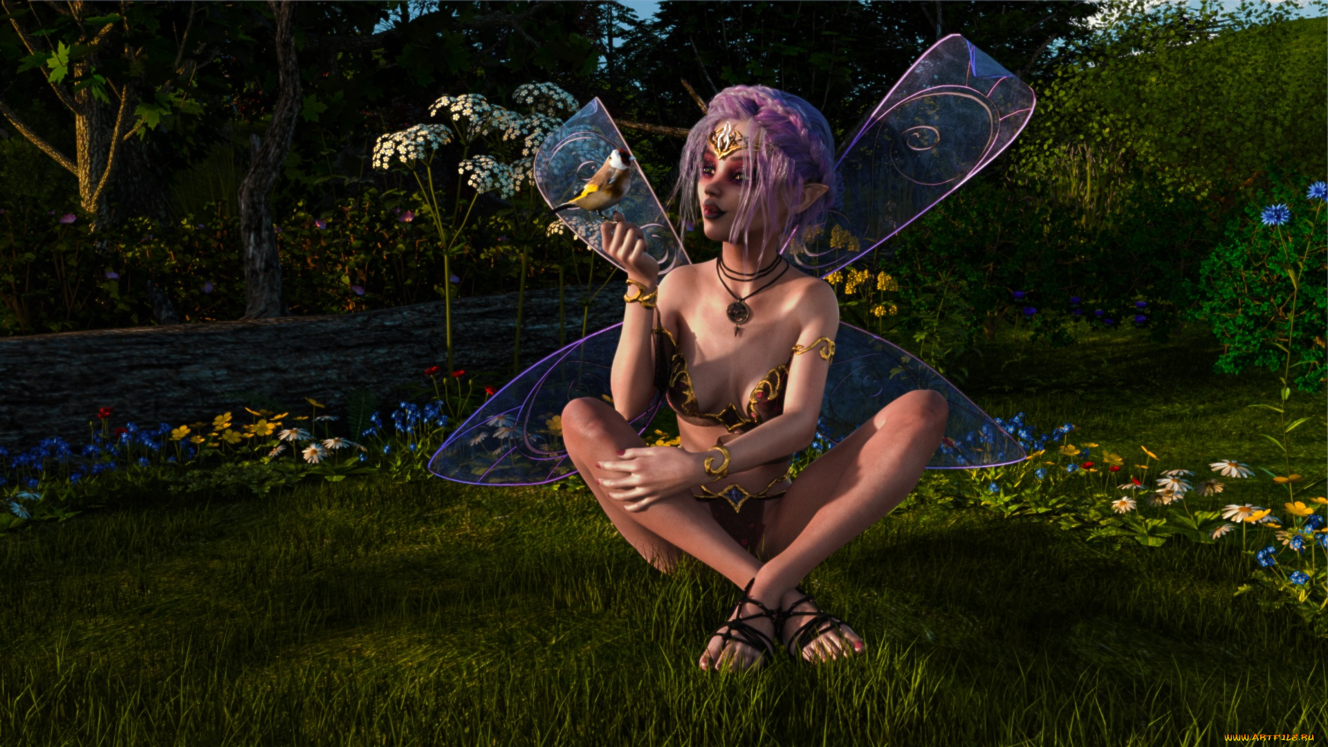 3д, графика, эльфы, , elves, фон, фея, взгляд