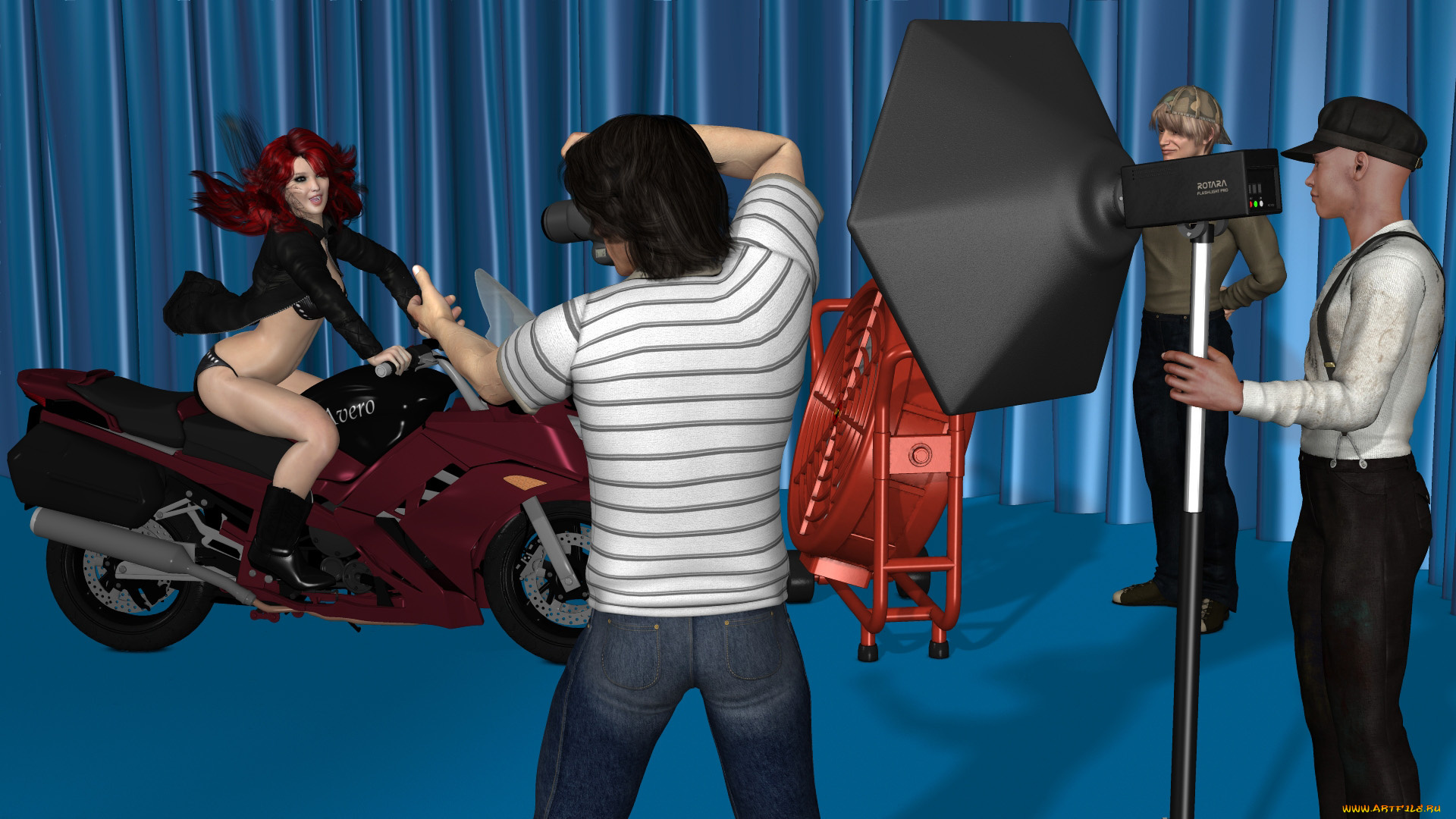 3д, графика, люди, , people, девушка, мотоцикл, фон, взгляд