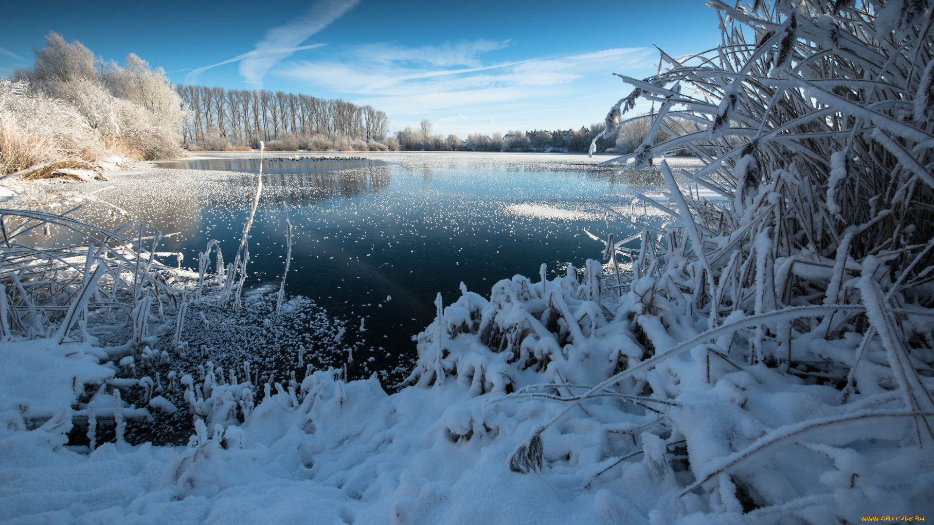 природа, реки, озера, снег