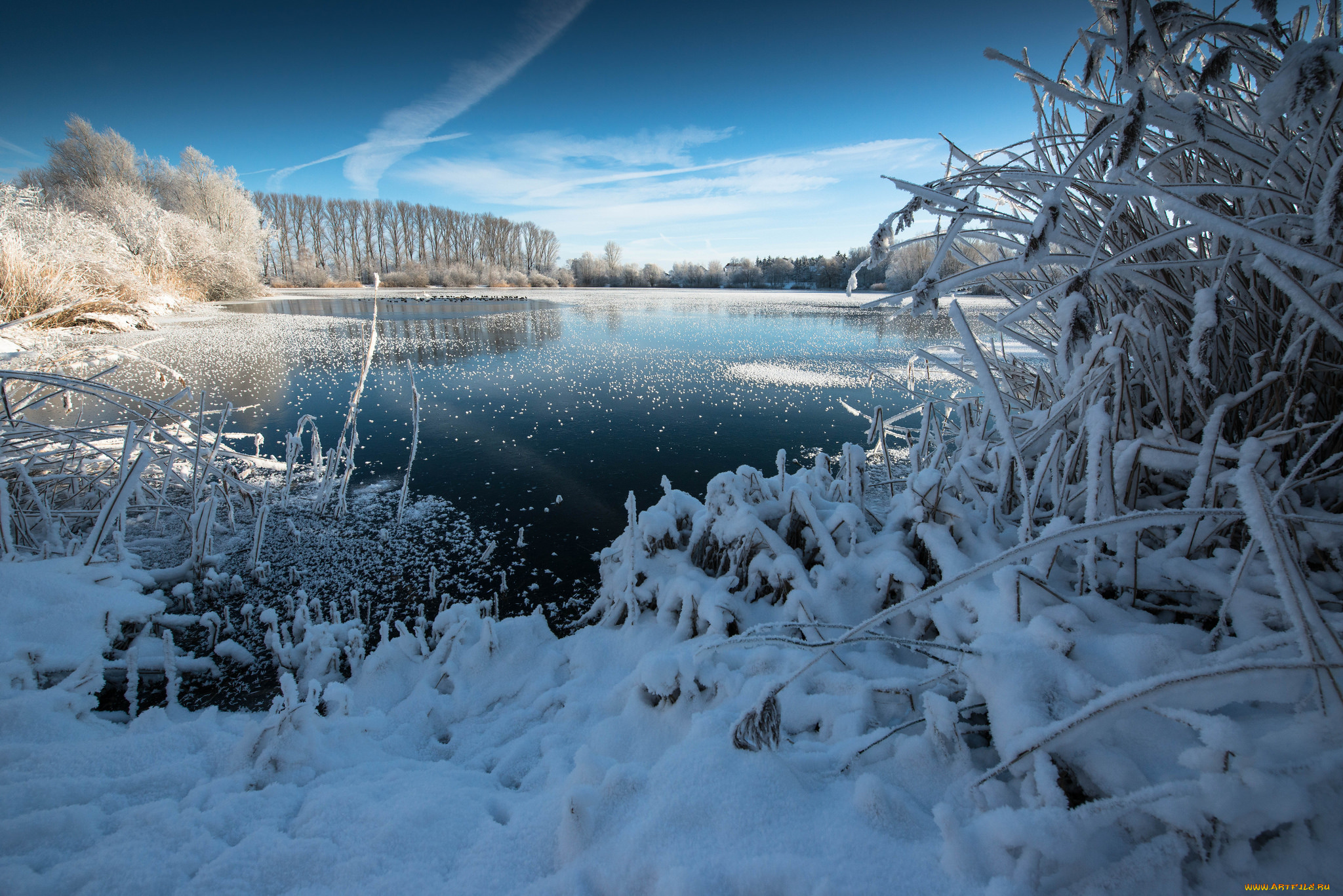 природа, реки, озера, снег