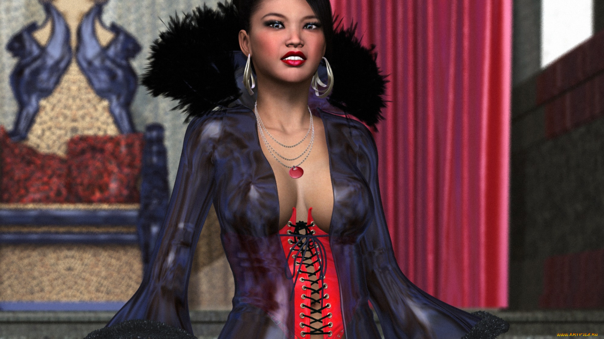 3д, графика, фантазия, , fantasy, девушка, взгляд, фон