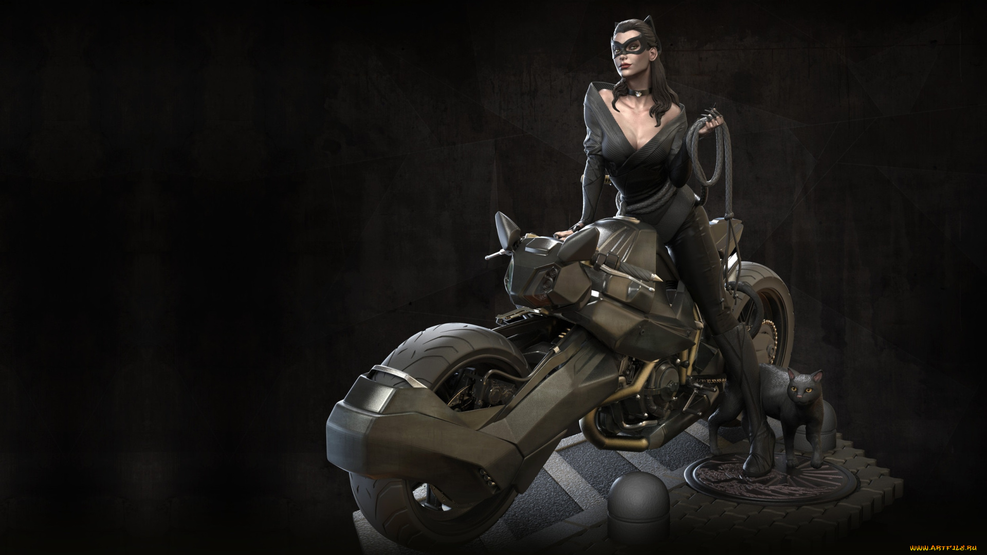 3д, графика, люди-авто, мото, , people-, car, , , moto, женщина, кошка, байк, marthin, agusta, арт