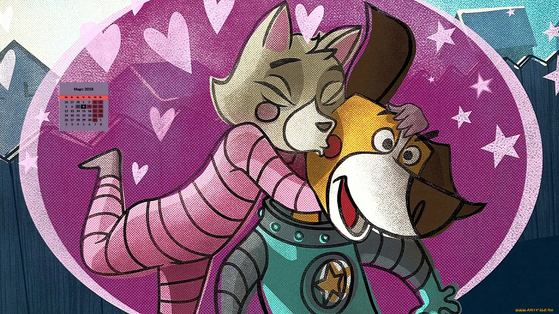 календари, кино, , мультфильмы, 2018, собака, ласка