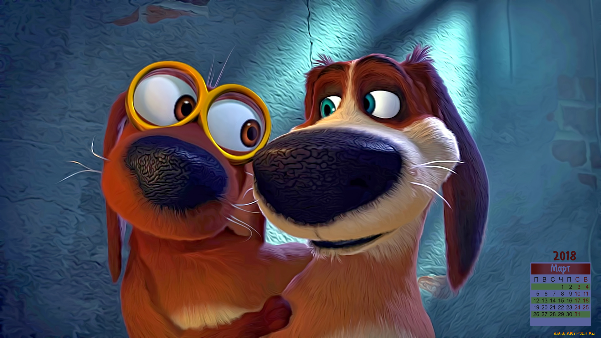 календари, кино, , мультфильмы, 2018, взгляд, собака, двое