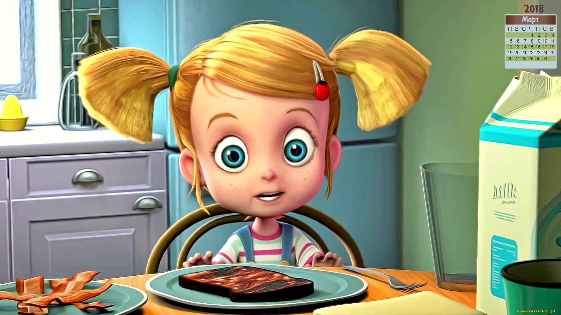календари, кино, , мультфильмы, девочка, 2018, взгляд