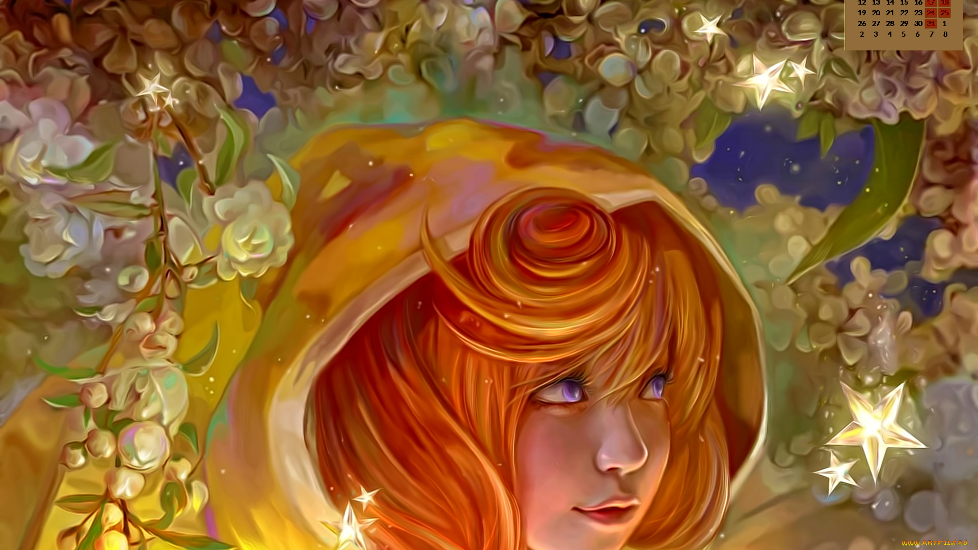 календари, рисованные, , векторная, графика, 2018, девушка, взгляд, лицо, цветы