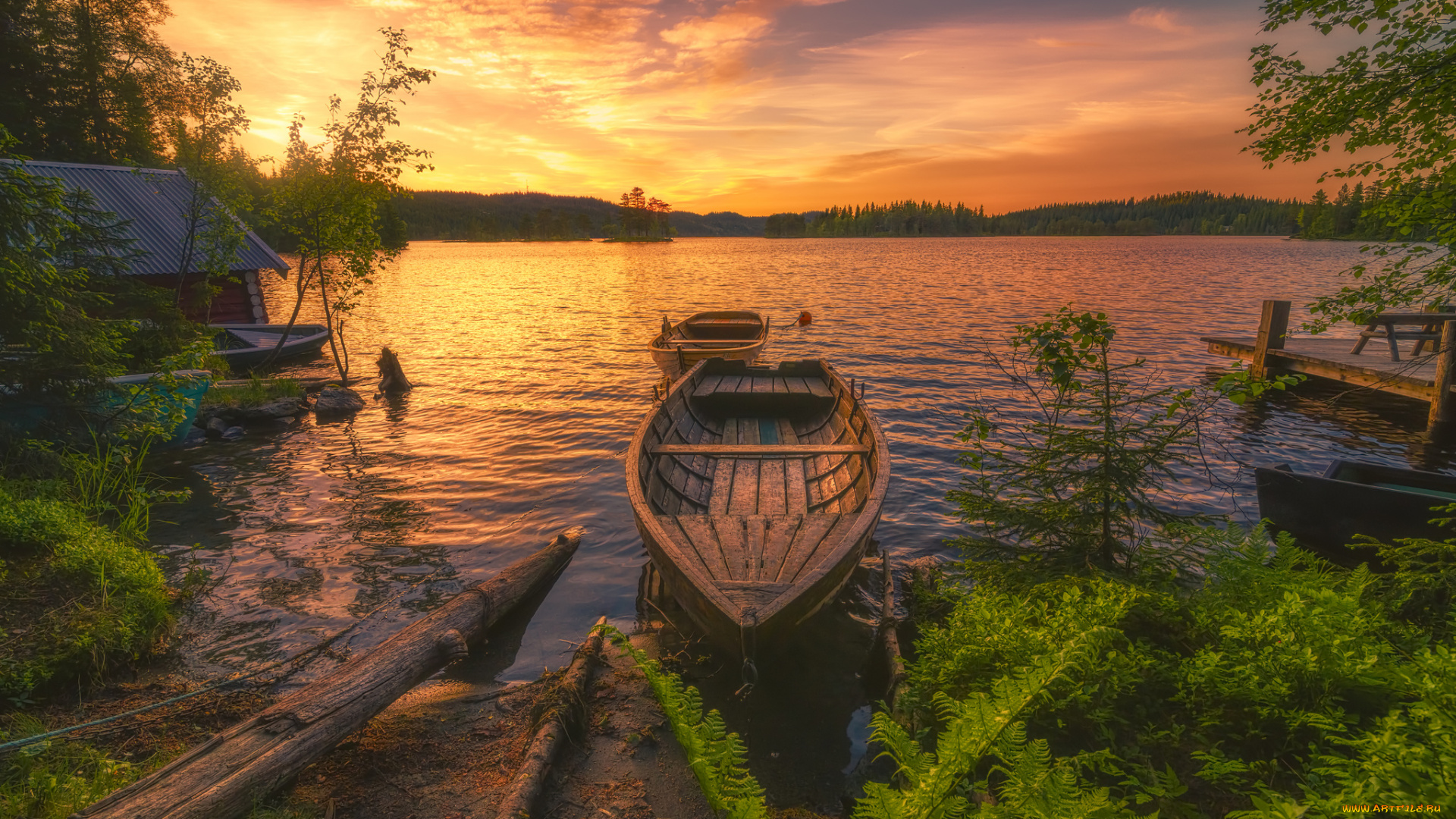 корабли, лодки, , шлюпки, река, лес