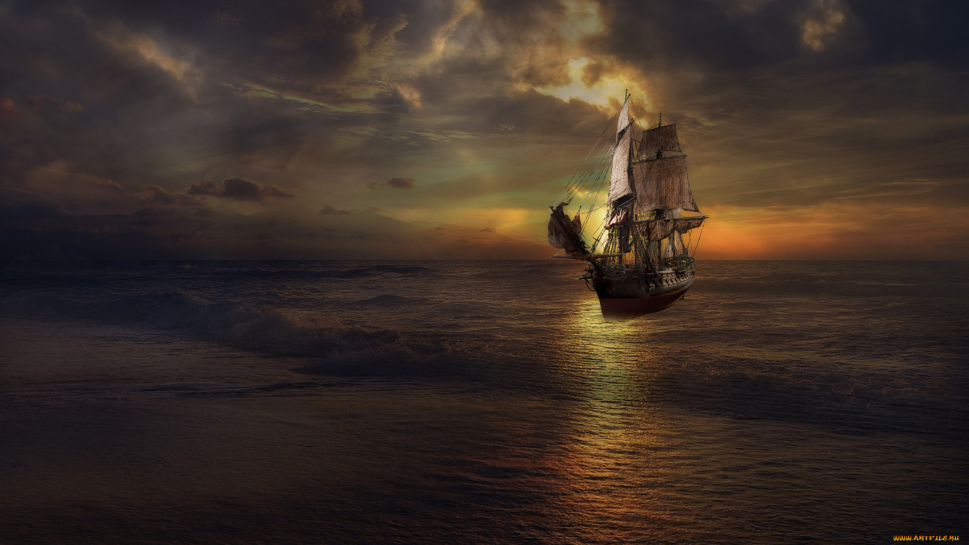 корабли, парусники, простор