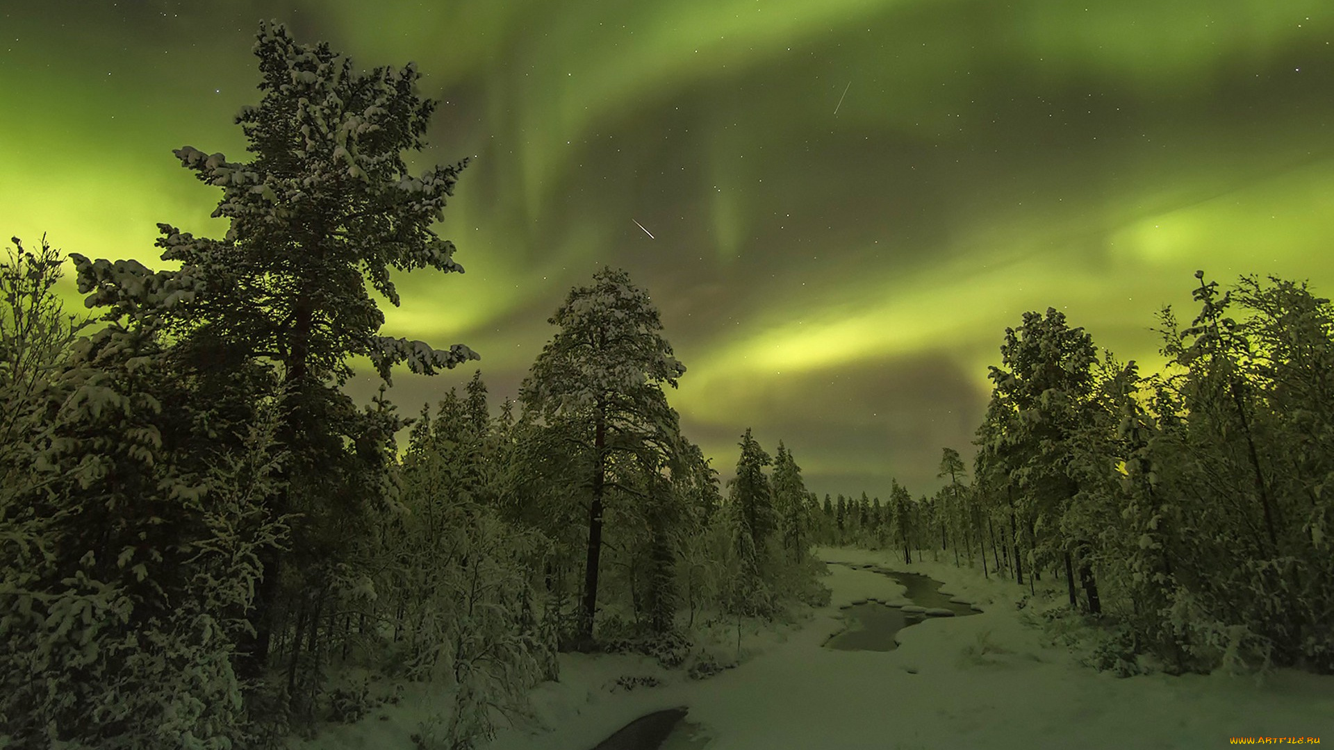 природа, северное, сияние, простор