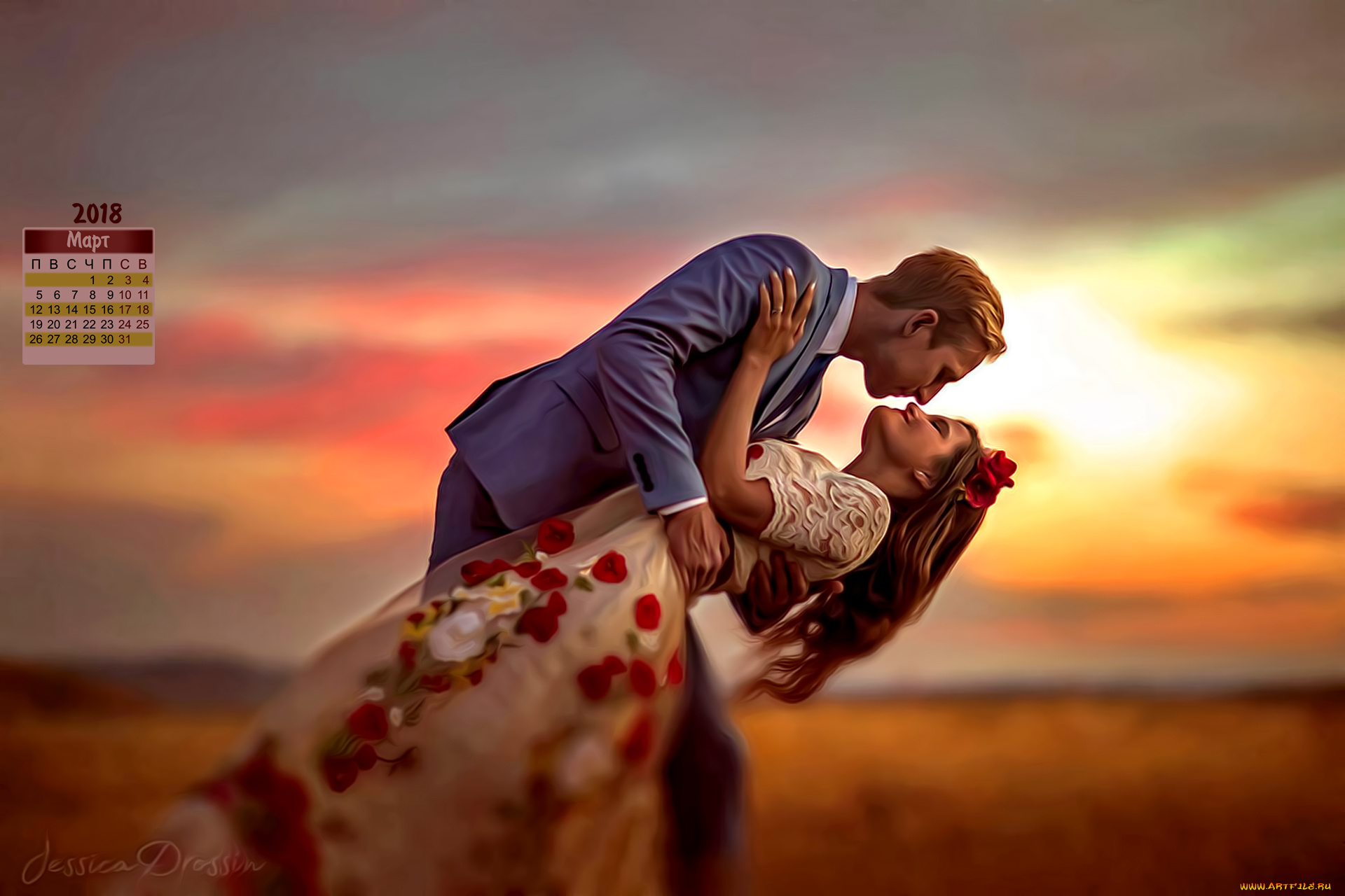 календари, компьютерный, дизайн, девушка, ласка, закат, мужчина