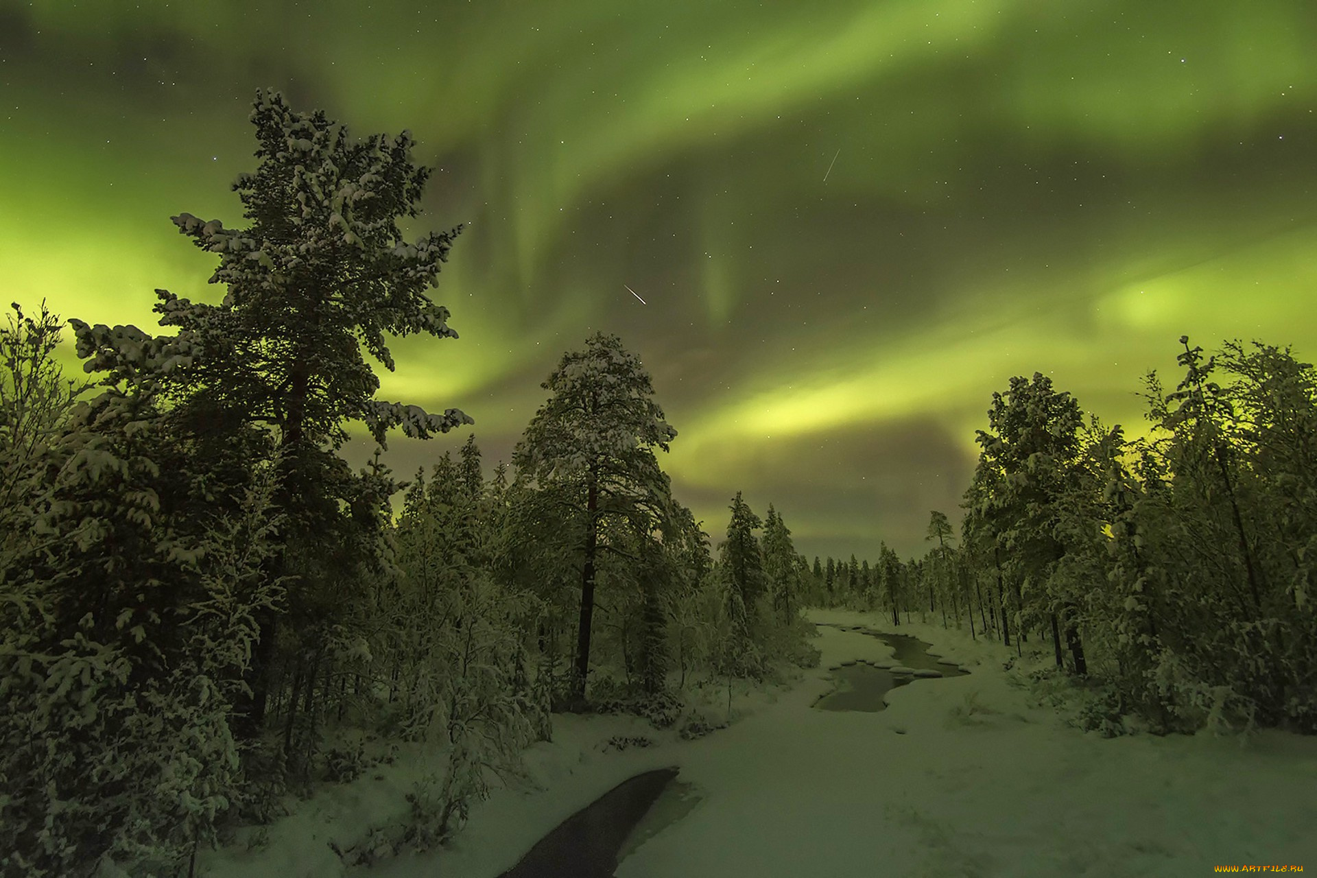 природа, северное, сияние, простор