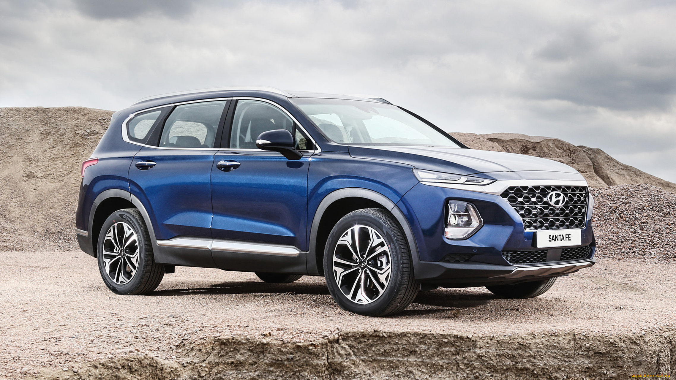 hyundai, santa, fe, 2019, автомобили, hyundai, santa, fe, blue, 2019, crossover