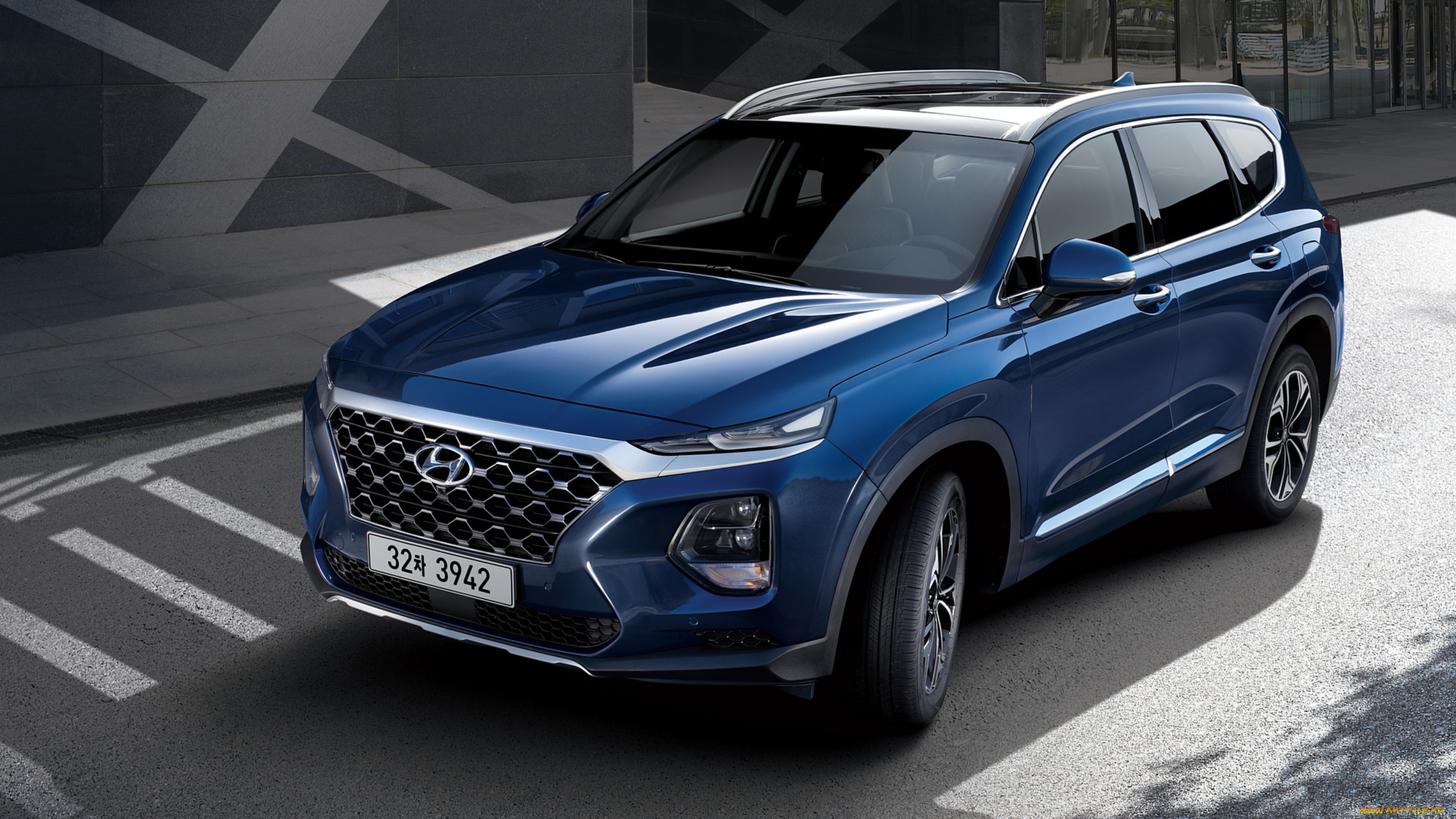 hyundai, santa, fe, 2019, автомобили, hyundai, blue, 2019, crossover, santa, fe